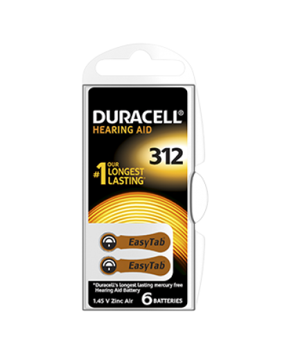 Duracell EasyTab 312 Marrone Batterie Apparecchio Acustico 6 Batterie Duracell EasyTab 312 Marrone Batterie Apparecchio Acustico 6 Batterie