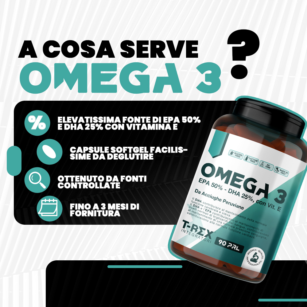 T-Rex Integratori Omega 3 - Integratore Con EPA, DHA E Vitamina E 90 Perle