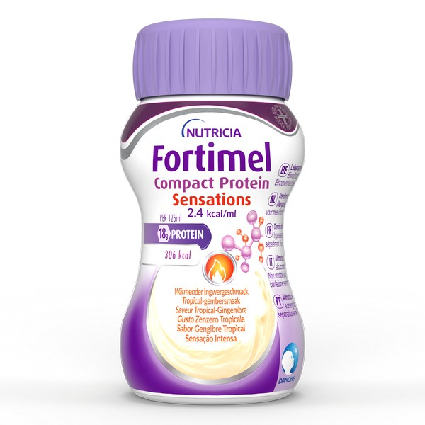 Nutricia Fortimel Compact Protein Sensations, Gusto Zenzero Tropicale, Ipercalorico e Iperproteico, 4x125ml
