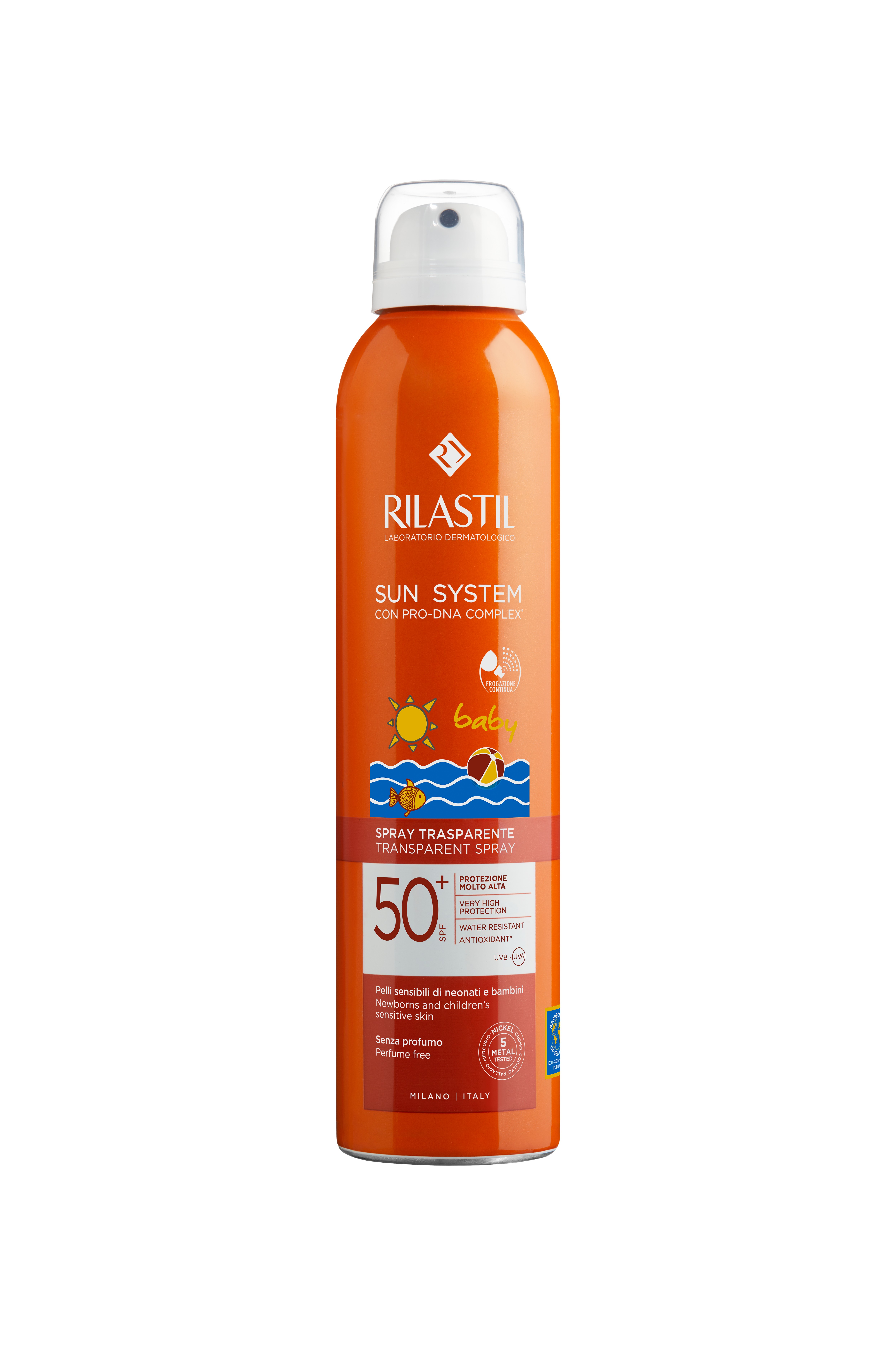 Rilastil Sun System Baby - Spray Solare Trasparente SPF50+ Per Pelle Sensibile Di Neonati E Bambini 200 ml