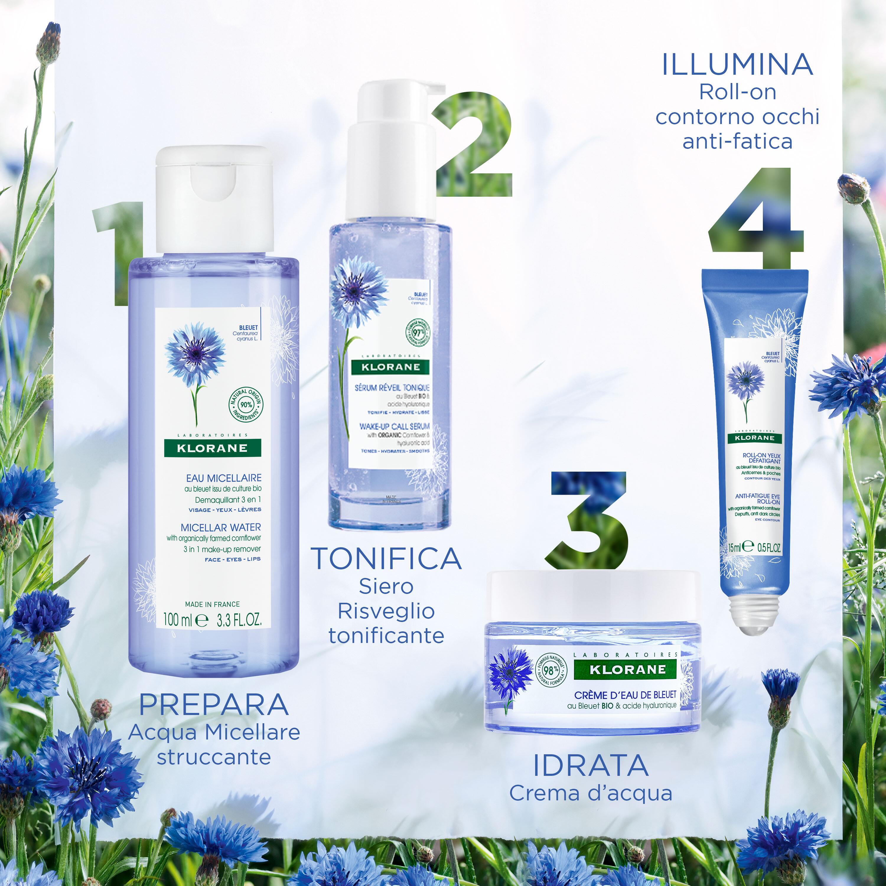 Klorane - Crema D'Acqua Di Fiordaliso Bio Idratante, Rimpolpante E Illuminante Viso E Occhi 50 ml