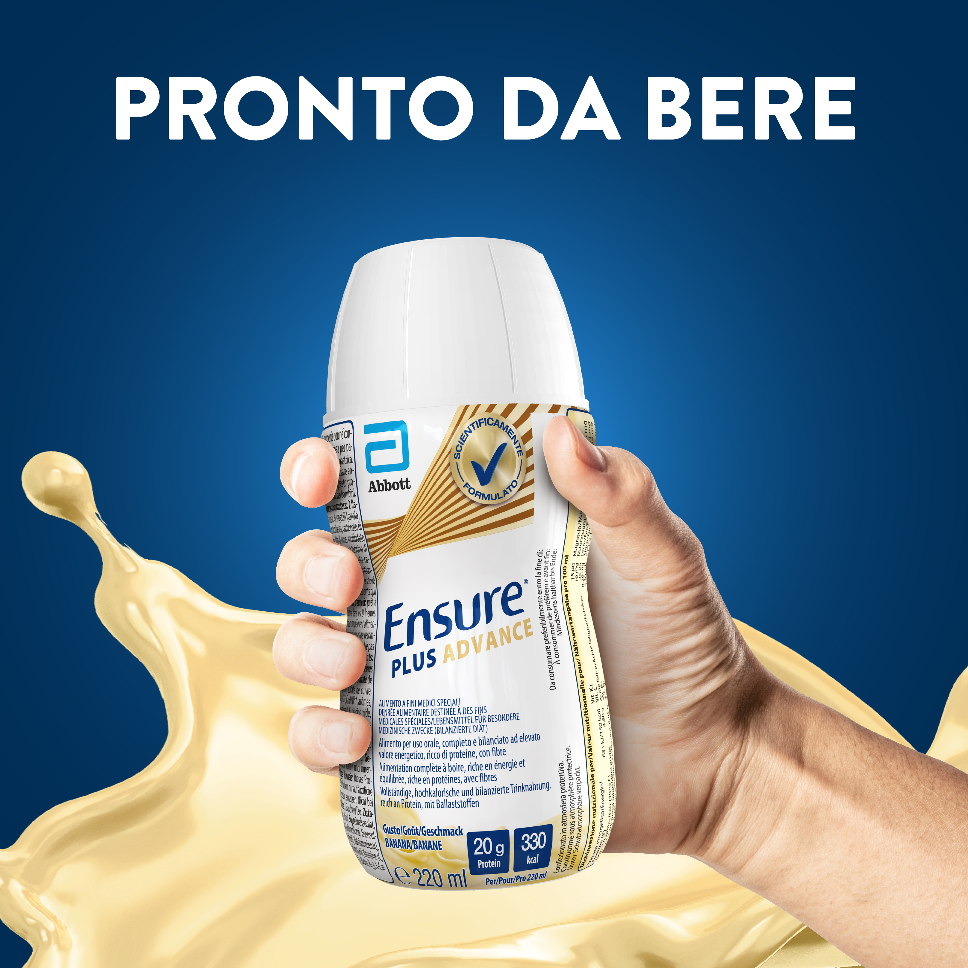 Ensure Plus Advance Alimento a Fini Medici Speciali Iperproteico ed Ipercalorico Banana 4x220ml