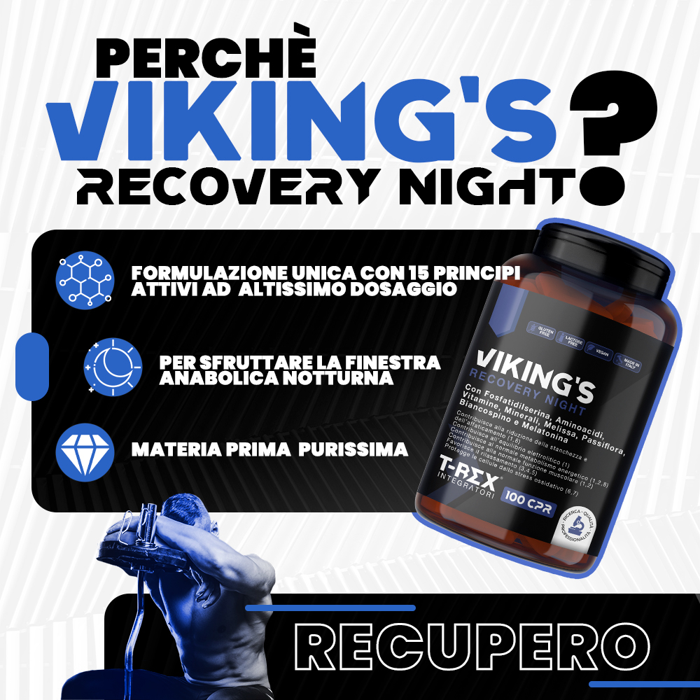 T-Rex Integratori Viking's Recovery Night 100 Compresse - Integratore Per Il Recupero Muscolare Notturno