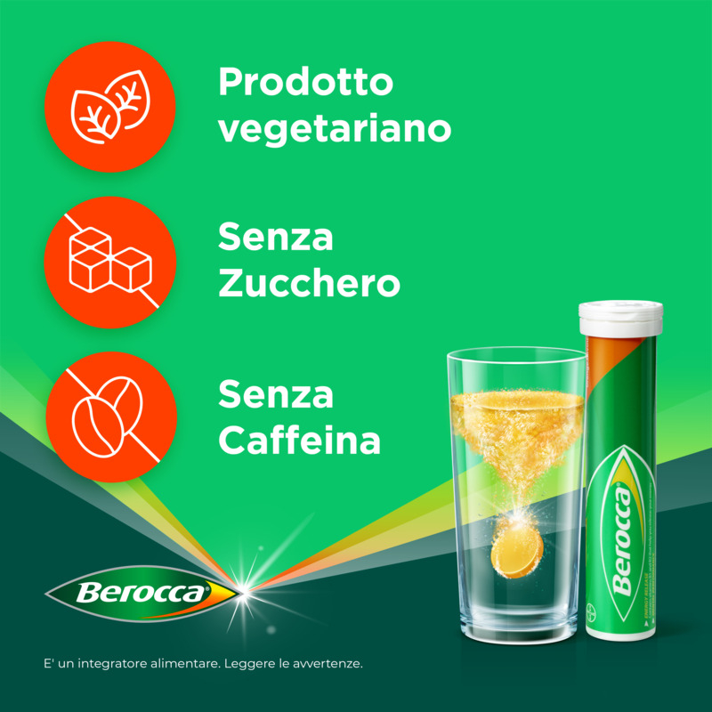 Berocca Plus, Integratore Alimentare, contro Stanchezza Fisica e Mentale, con Vitamine B, Vitamina C, Calcio, Magnesio e Zinco, Gusto Arancia, 15 Compresse Effervescenti Berocca Plus, Integratore Alimentare, contro Stanchezza Fisica e Mentale, con Vitamine B, Vitamina C, Calcio, Magnesio e Zinco, Gusto Arancia, 15 Compresse Effervescenti