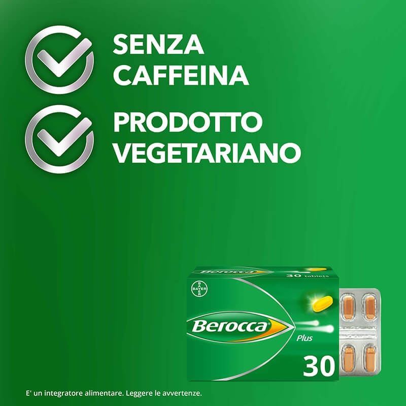 Berocca Plus, Integratore Alimentare, contro Stanchezza Fisica e Mentale, con Vitamine del Gruppo B, Vitamina C, Calcio, Magnesio e Zinco, 30 Compresse Deglutibili Berocca Plus, Integratore Alimentare, contro Stanchezza Fisica e Mentale, con Vitamine del Gruppo B, Vitamina C, Calcio, Magnesio e Zinco, 30 Compresse Deglutibili