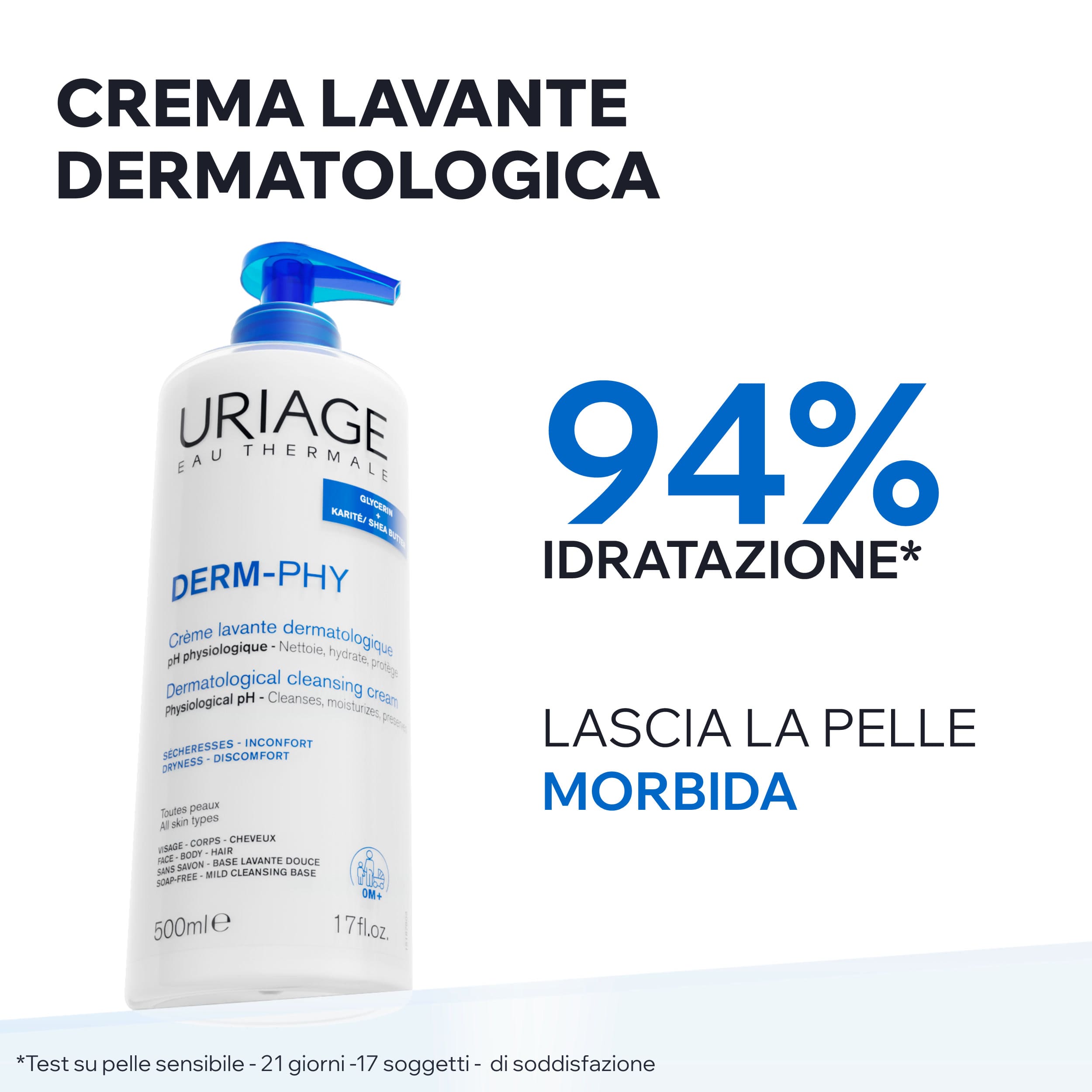 ​​Uriage Derm-Phy Crema Lavante Dermatologica Viso E Corpo Per Pelle Sensibile 1 Litro