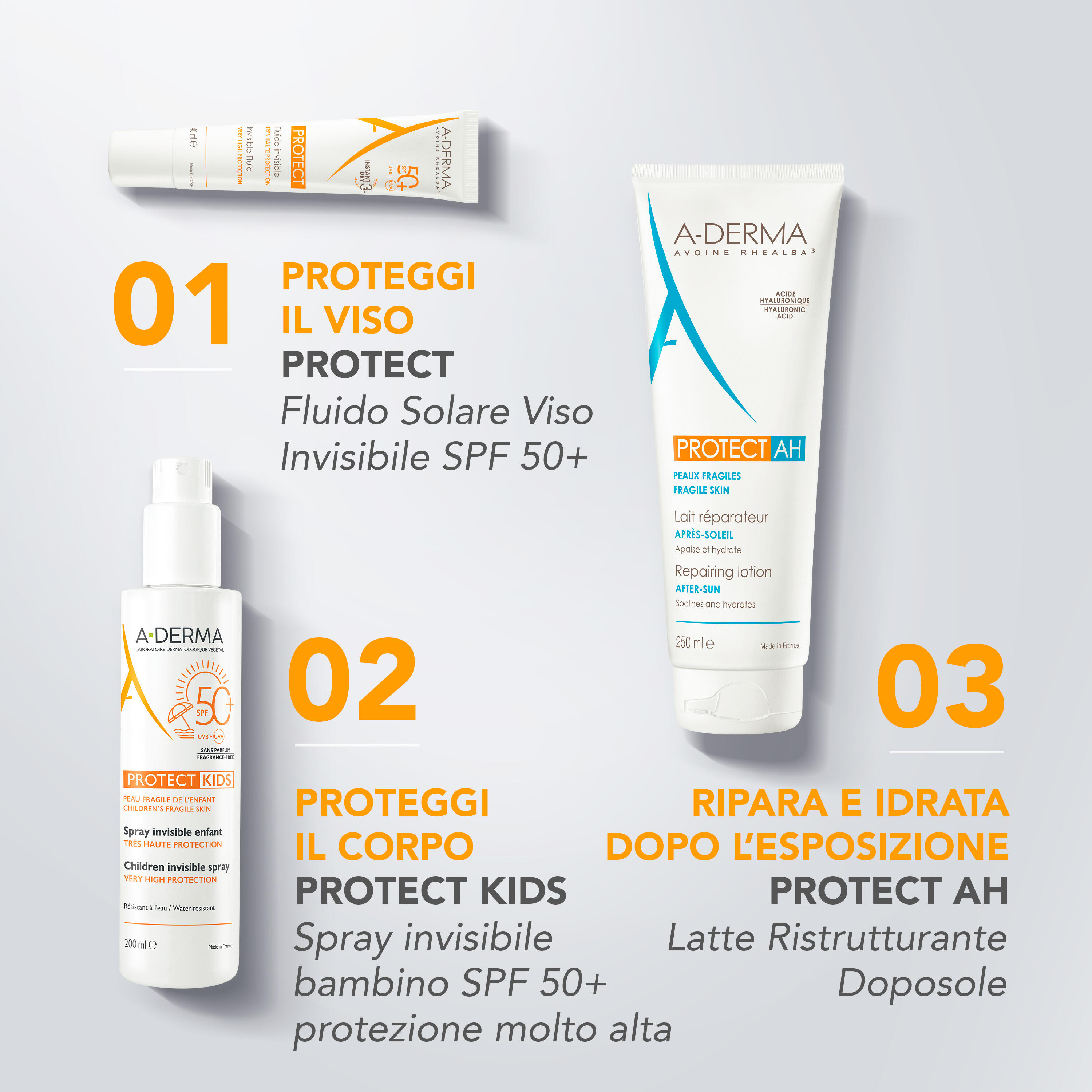 A-Derma - Protect Kids - Spray Invisibile SPF50+ Bambino Protezione Solare Molto Alta Viso E Corpo 200 ml