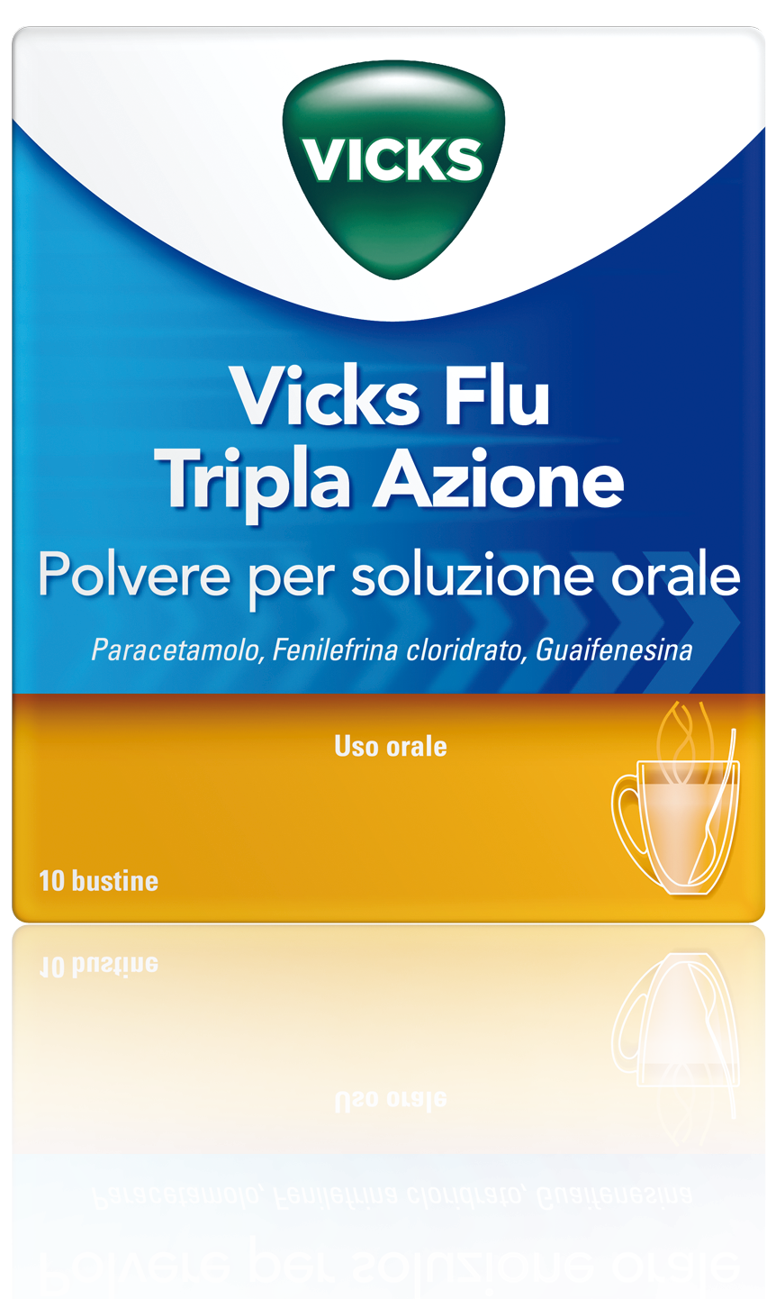 Vicks Flu Tripla Azione Polvere Paracetamolo Influenza 10 Buste