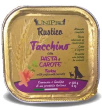 UNIPRO CANE RUSTICO TACCHINO PASTA CAROTE 100GR (vaschetta)