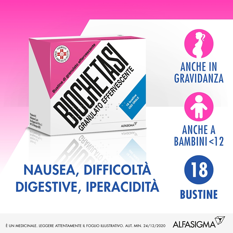Biochetasi - Granulato effervescente contro sintomi del reflusso, acidità e bruciore di stomaco - 18 Bustine Biochetasi - Granulato effervescente contro sintomi del reflusso, acidità e bruciore di stomaco - 18 Bustine