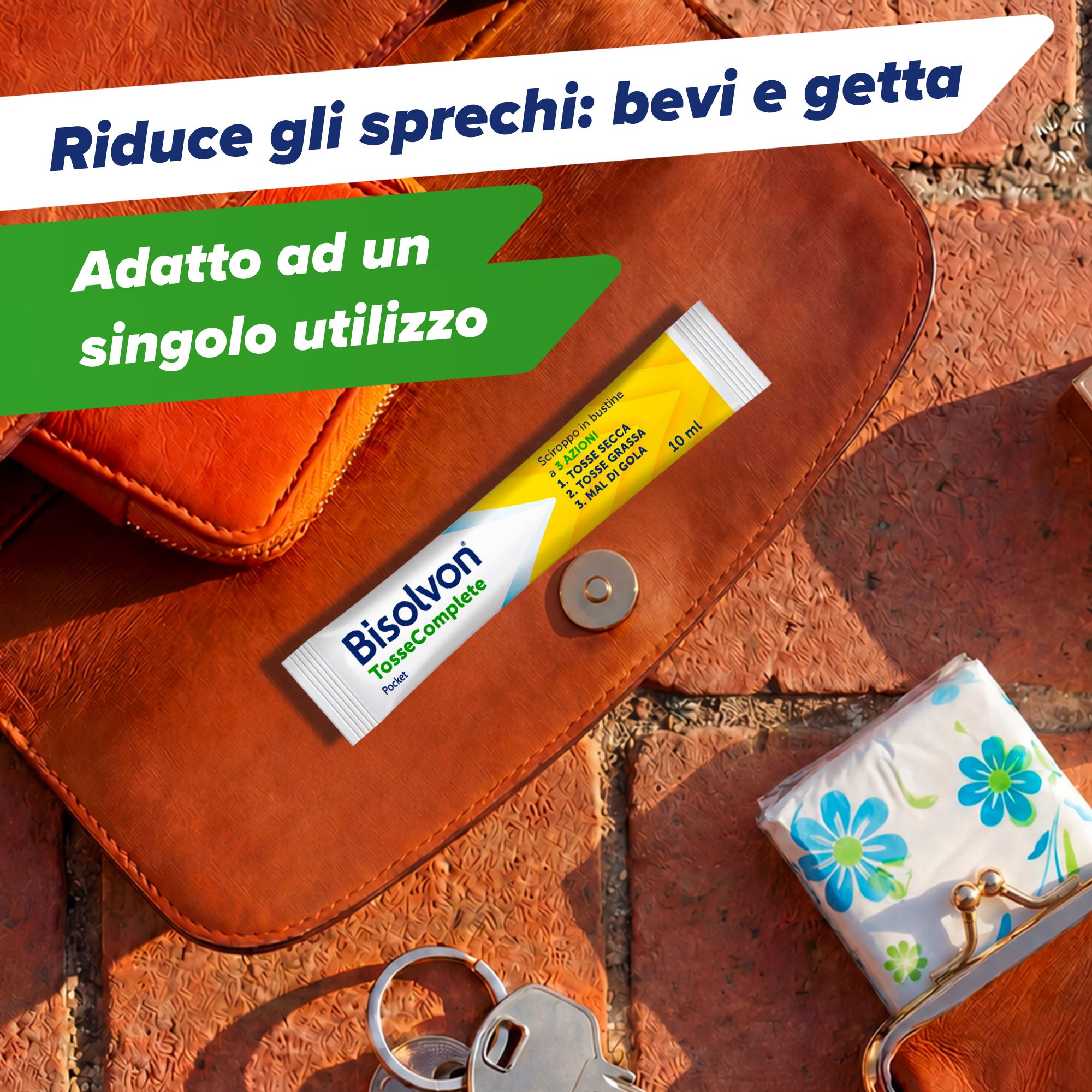 Bisolvon Tosse Complete 12 Bustine Monodose - Trattamento Per Tosse Grassa, Secca E Mal Di Gola