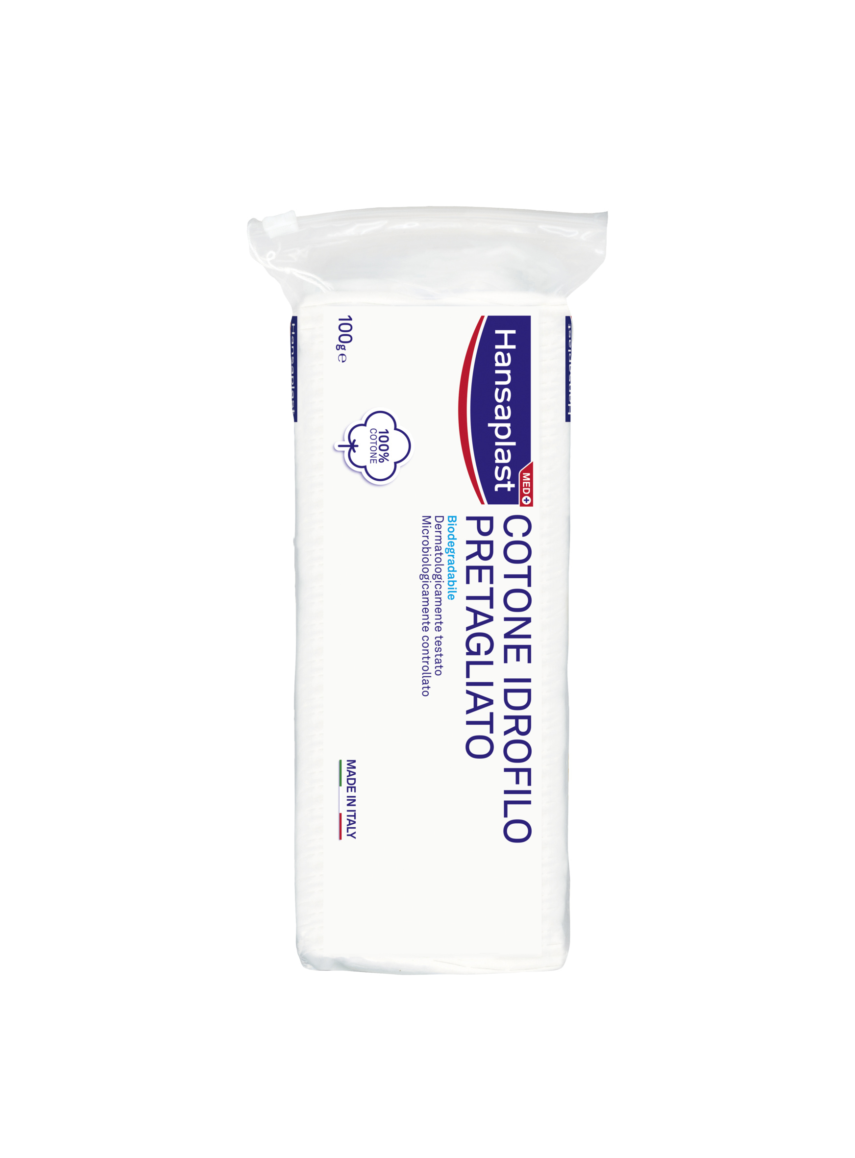Hansaplast Cotone Idrofilo Pretagliato 100 g, Cotone per la pulizia ferite pre-applicazione cerotti