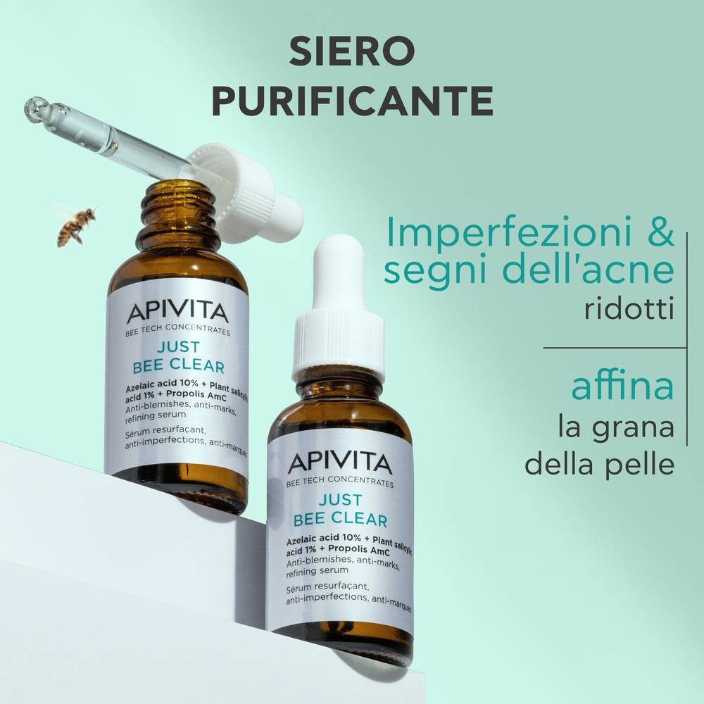 Apivita Just Bee Clear - Siero Perfezionatore, Affinante E Anti-Macchie 30 ml