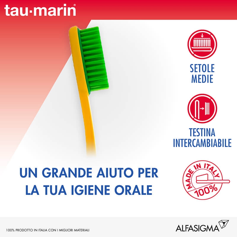Tau-Marin Spazzolino Magnum Medio Testina Intercambiabile Tau-Marin Spazzolino Magnum Medio Testina Intercambiabile