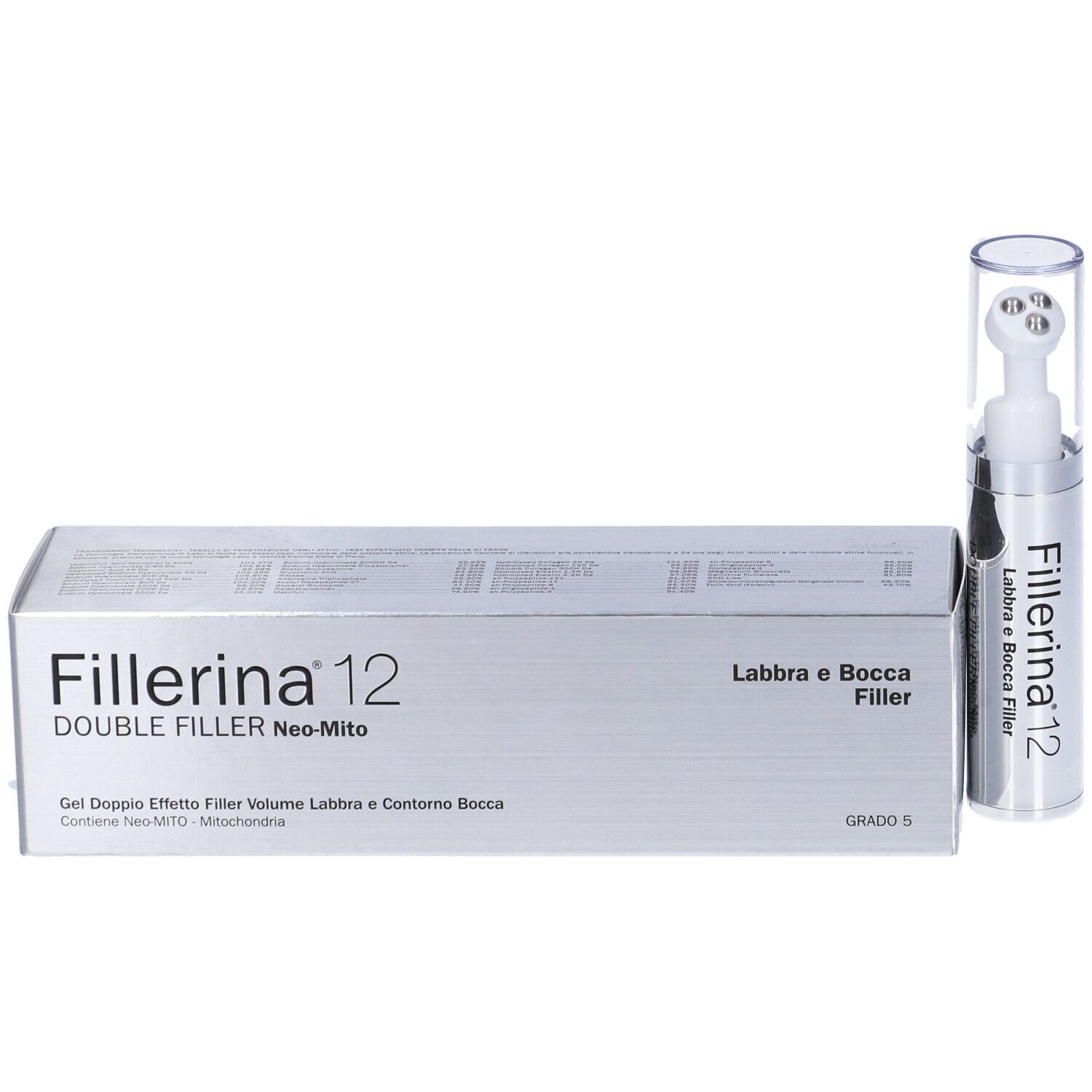 LABO Fillerina 12 Double Filler Neo Mito Labbra E Bocca Gel Base Grado 5 Dispenser Lip Massage Tip