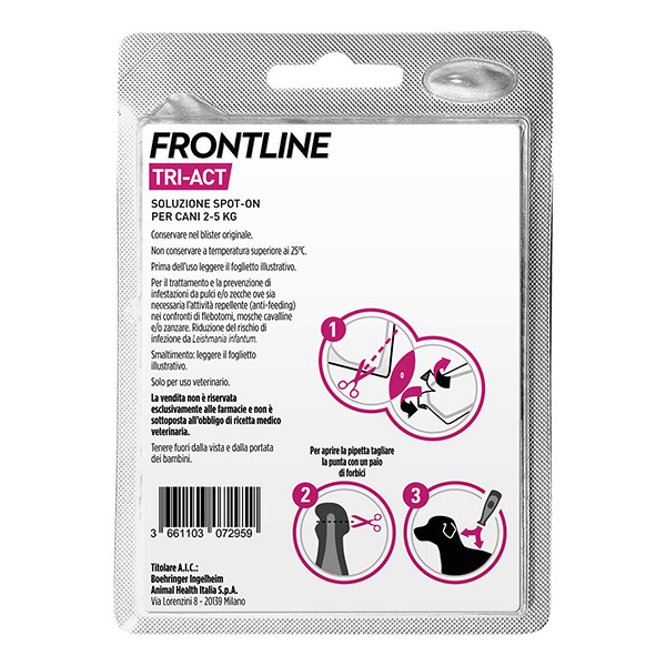 Frontline Tri-Act x1 Pipetta, Antiparassitario Per Cani e Cuccioli (Taglia XS 2-5Kg) Contro Pulci, Zecche, Zanzare, Pappataci e Leishmaniosi Frontline Tri-Act x1 Pipetta, Antiparassitario Per Cani e Cuccioli (Taglia XS 2-5Kg) Contro Pulci, Zecche, Zanzare, Pappataci e Leishmaniosi