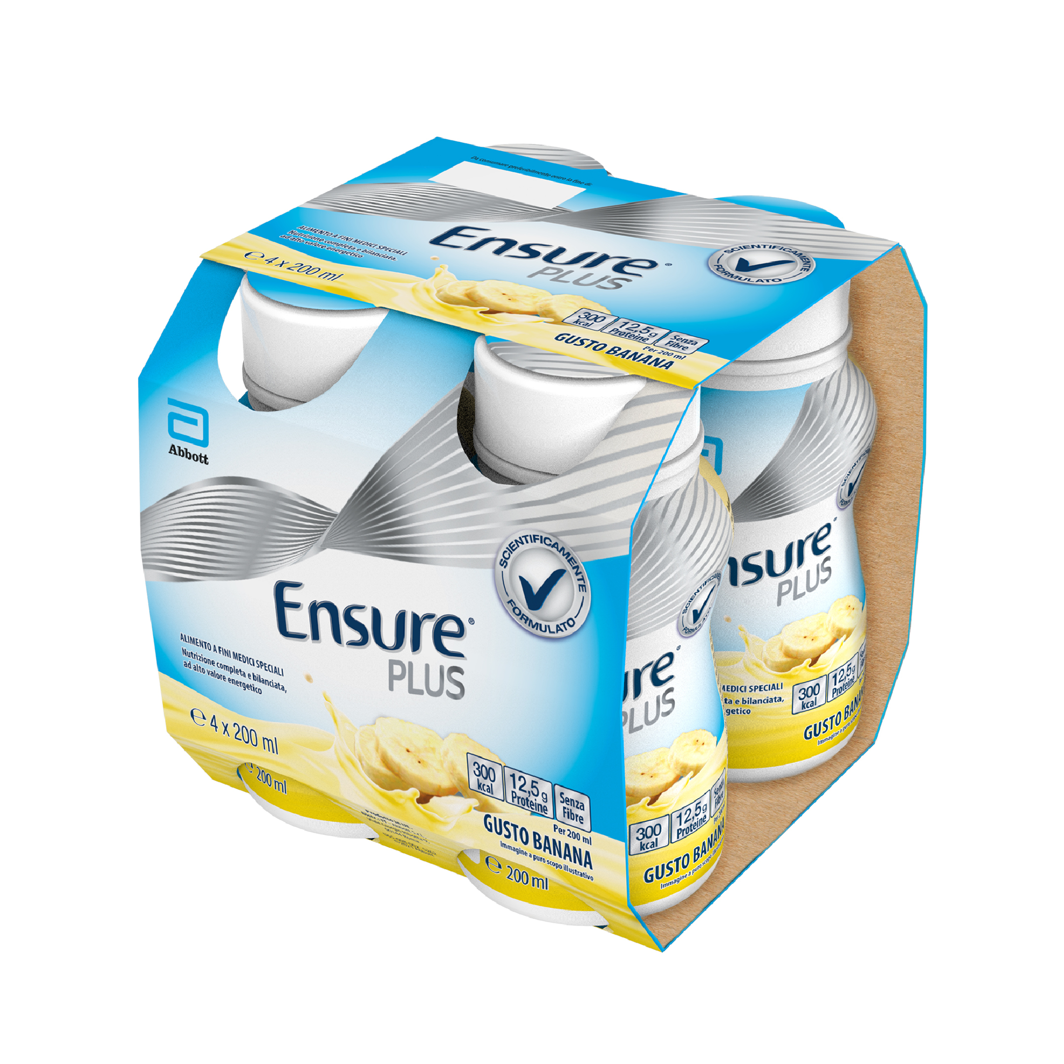 Ensure Plus Alimento a Fini Medici Speciali Ipercalorico Banana 4x200ml