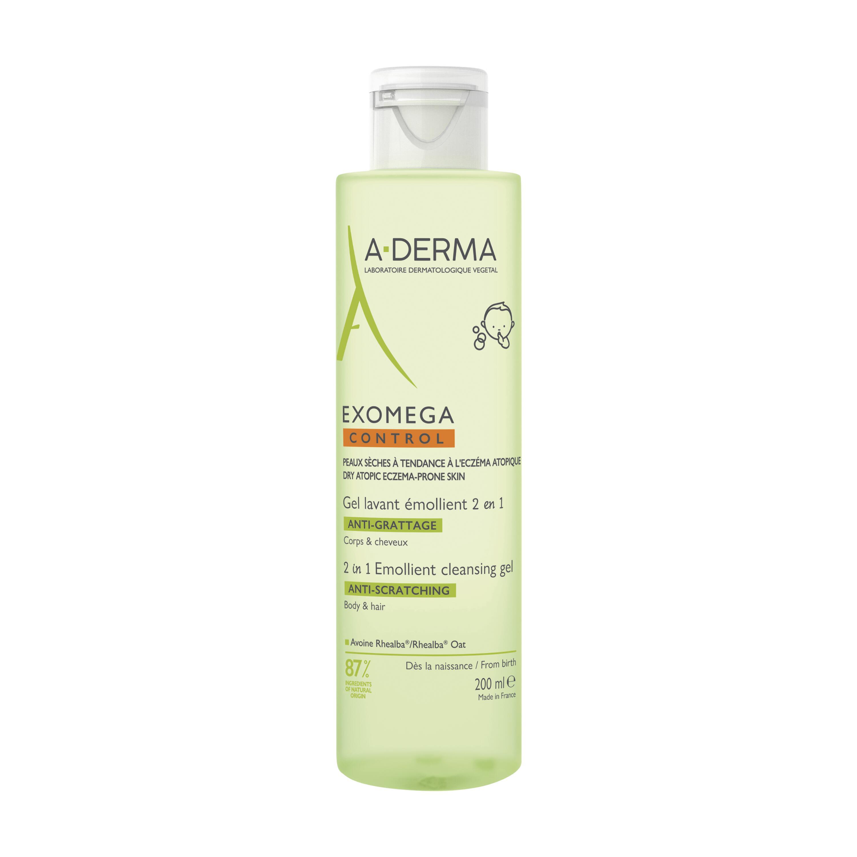 A-Derma Exomega Control - Gel Detergente Emolliente 2In1 Viso E Corpo Per Pelle Secca A Tendenza Atopica 100 ml