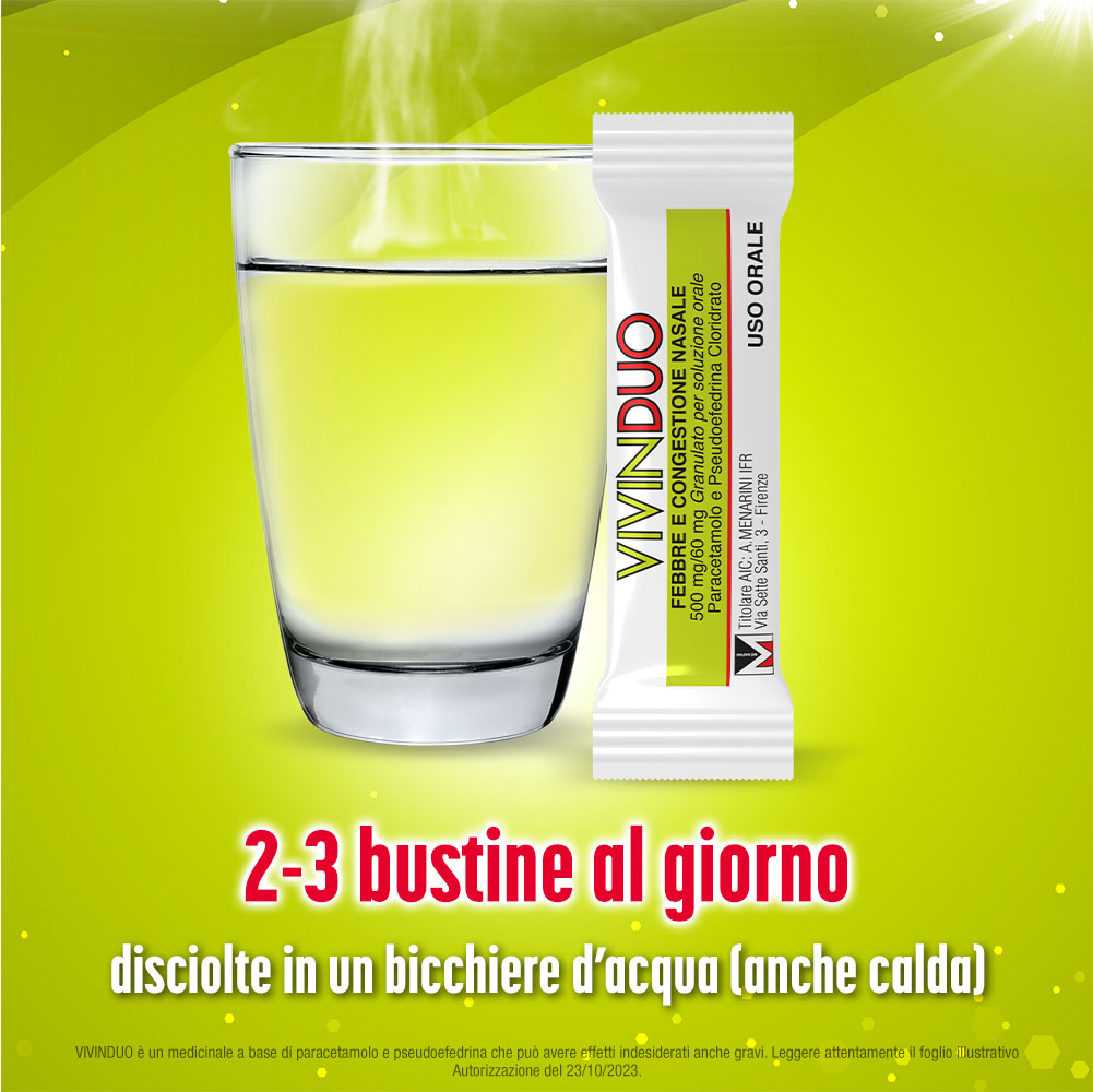 VivinDuo Febbre e Congestione Nasale 500 mg/60 mg 10 Bustine