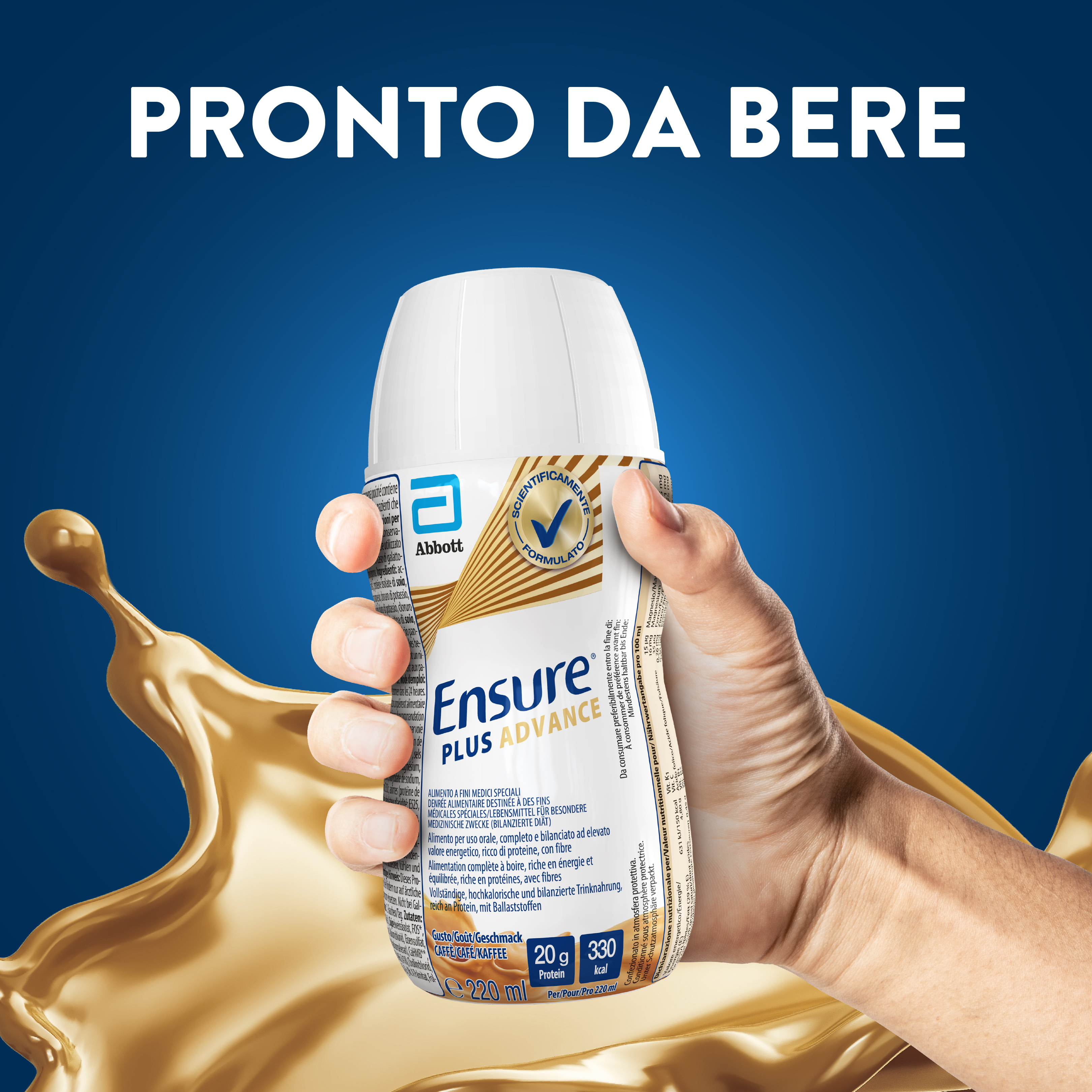 Ensure Plus Advance Alimento a Fini Medici Speciali Iperproteico ed Ipercalorico Caffè 4x220ml