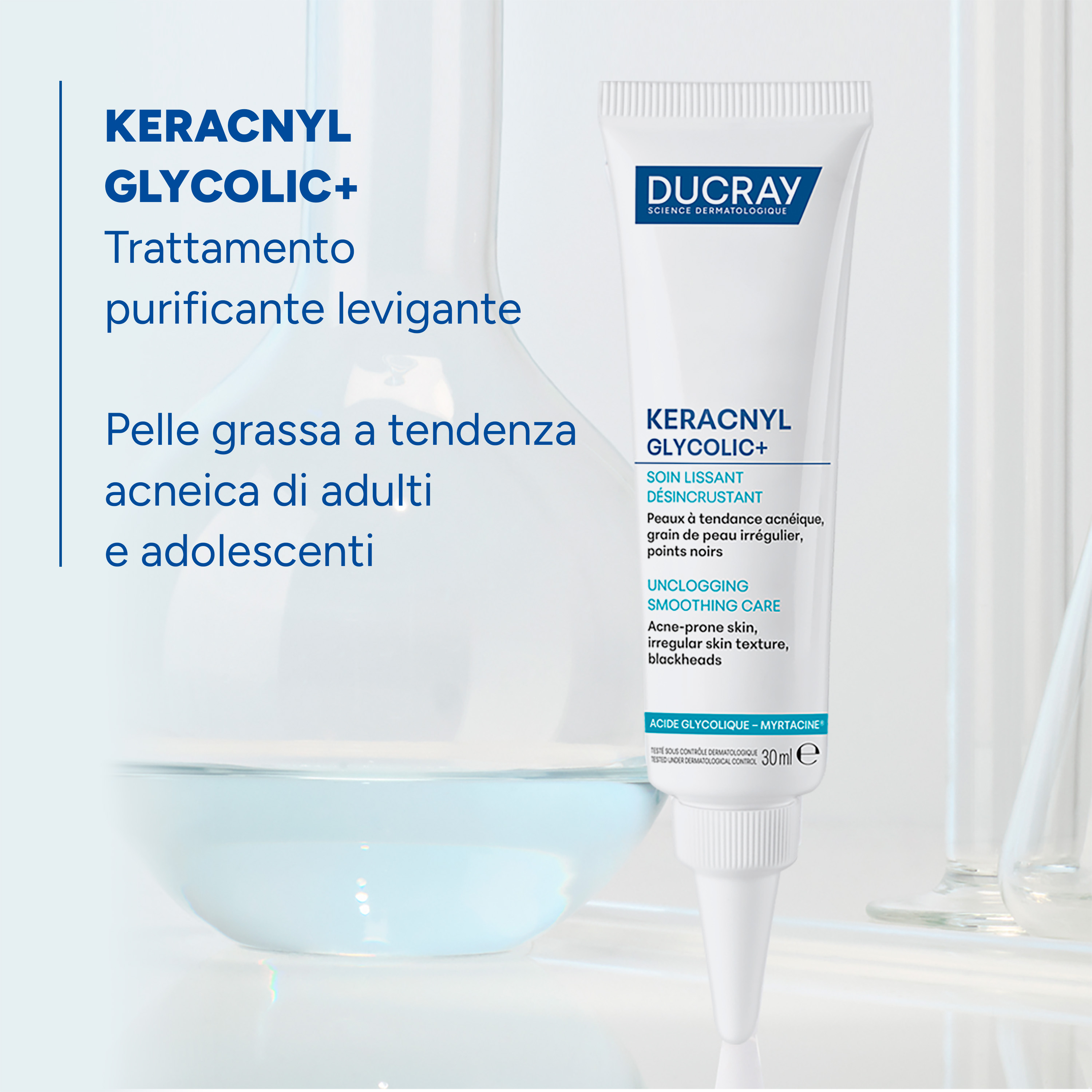 Ducray Keracnyl Glycolic+ - Trattamento Purificante Levigante 30 ml