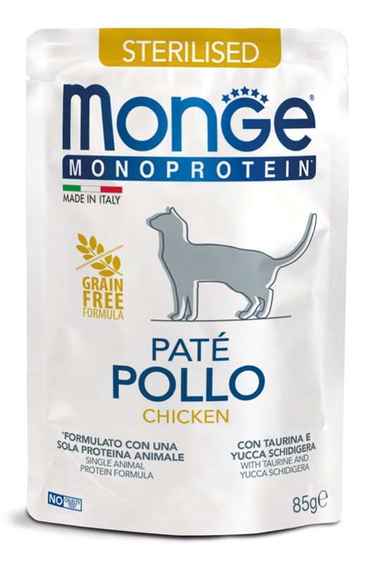 MONGE CAT STERIL PATE POLLO85G