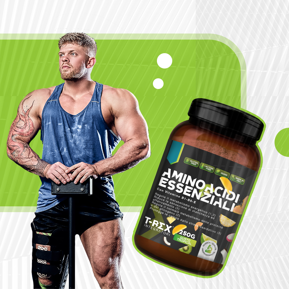 T-Rex Integratori Aminoacidi Essenziali Gusto Tropical 250 g - Integratore Per Gli Sportivi