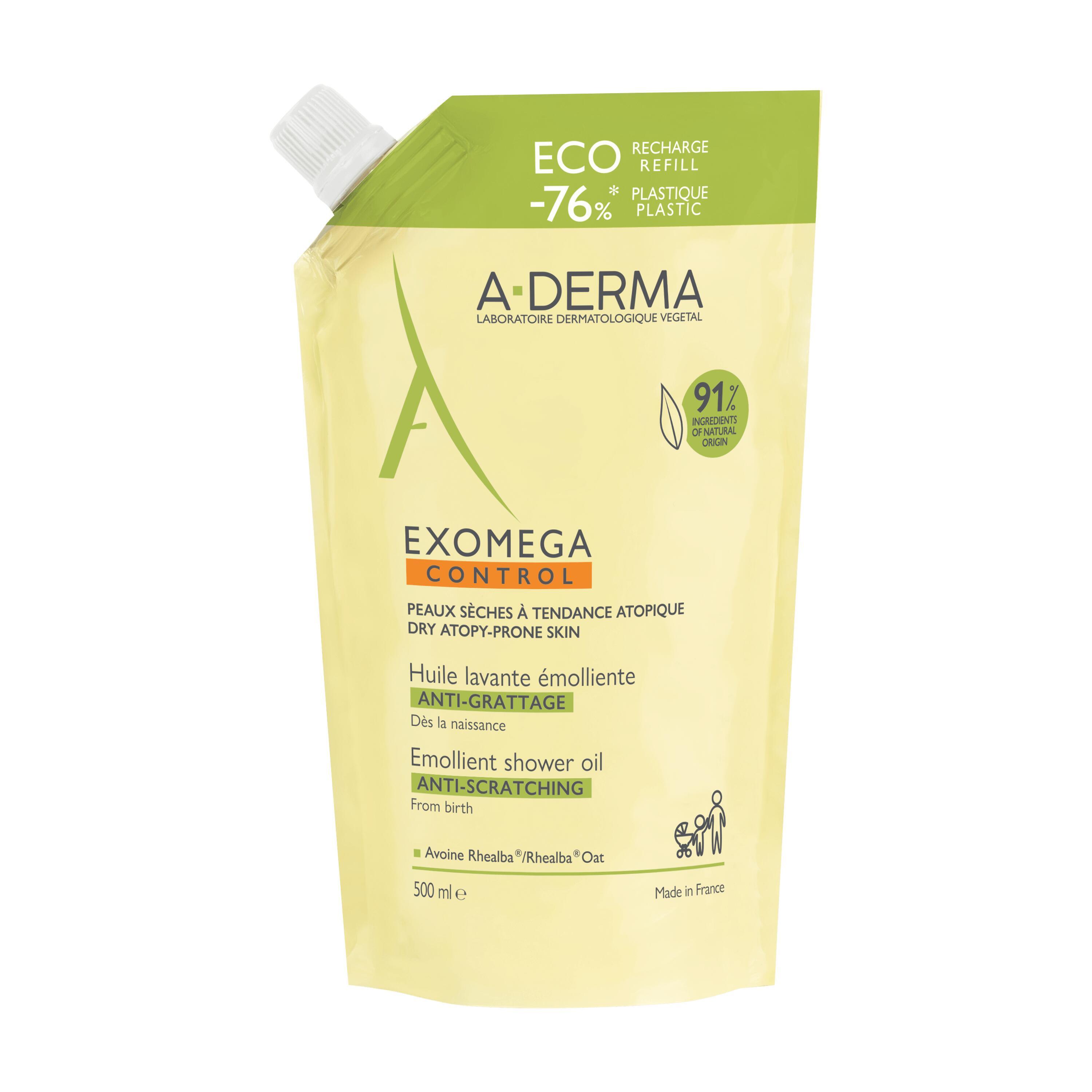 A-Derma Exomeda Control - Olio Lavante Emolliente Per Pelle Secca A Tendenza Atopica Ricarica 500 ml