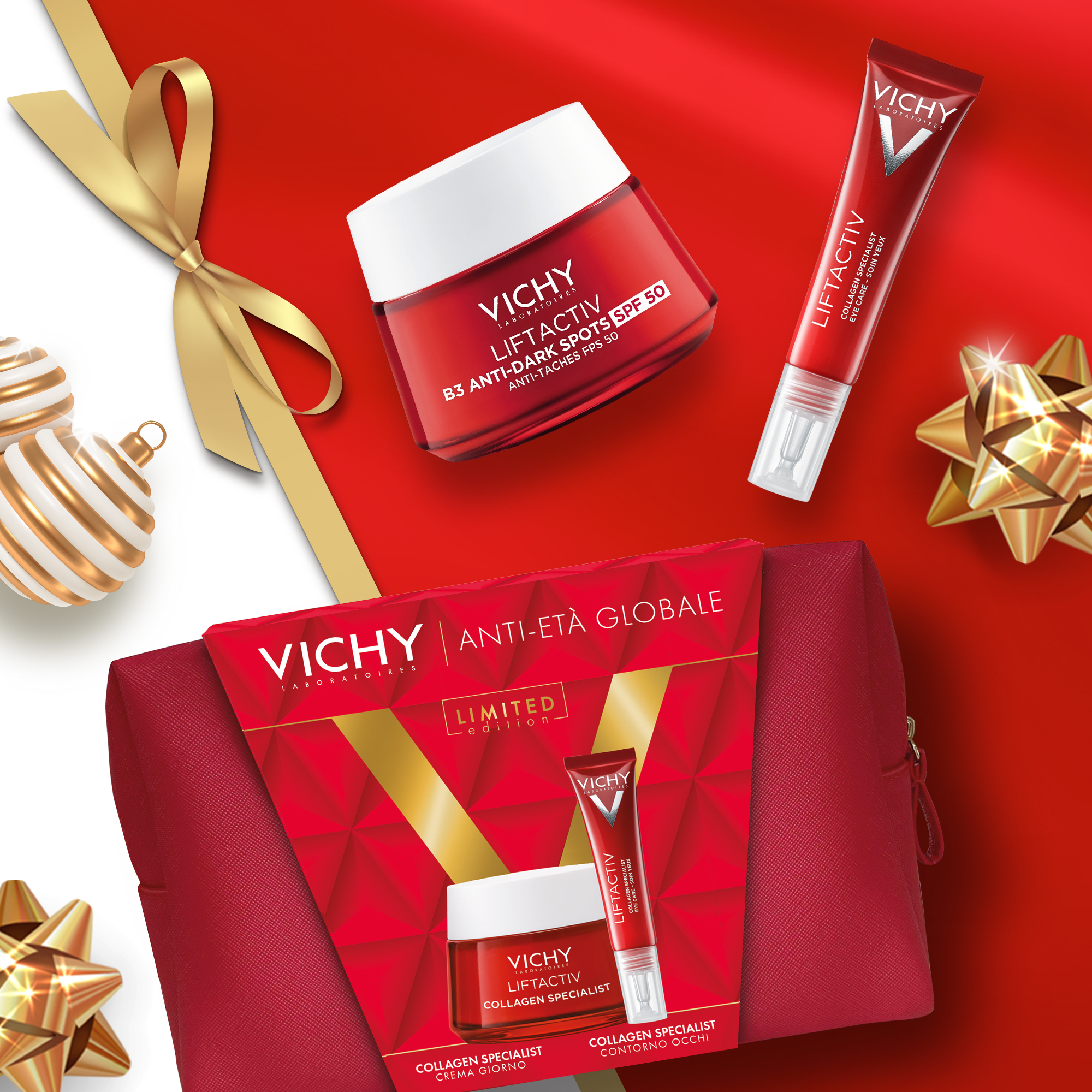 Vichy Pochette Regalo per un effetto Anti-Età Global con Crema Giorno Liftactiv Collagen Specialist 50 ml + Contorno Occhi 15 ml Vichy Pochette Regalo per un effetto Anti-Età Global con Crema Giorno Liftactiv Collagen Specialist 50 ml + Contorno Occhi 15 ml