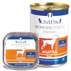 UNIPRO CANE MONOPROTEICO ANATRA 150GR (vaschetta)