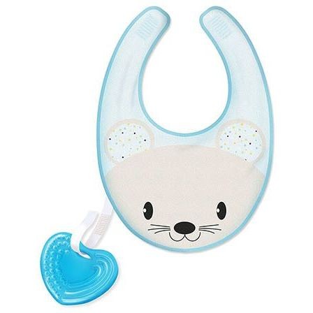 Chicco 3 in 1 Massaggiagengive morbido fresco e bavaglia azzurro 4m+ Chicco 3 in 1 Massaggiagengive morbido fresco e bavaglia azzurro 4m+