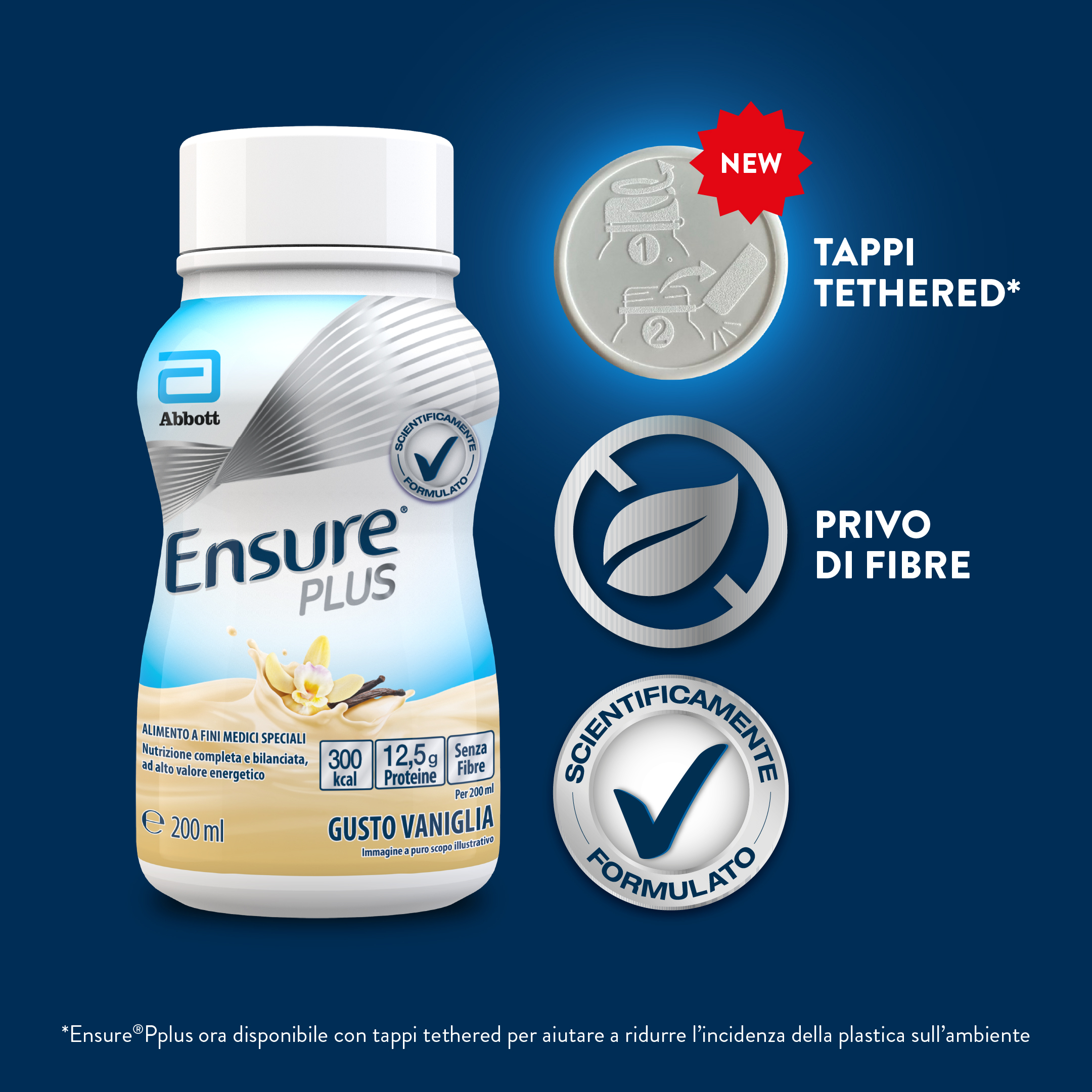 Ensure Plus Alimento a Fini Medici Speciali Ipercalorico Vaniglia 4x200ml