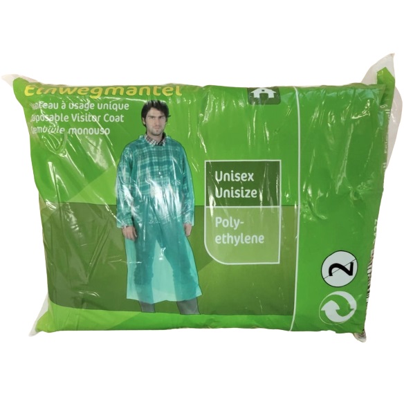 CAMICE MONOUSO POLIETILENE VERDE 20PZ PIEGATI SINGOLARMENTE (REF. K3427) - DLM