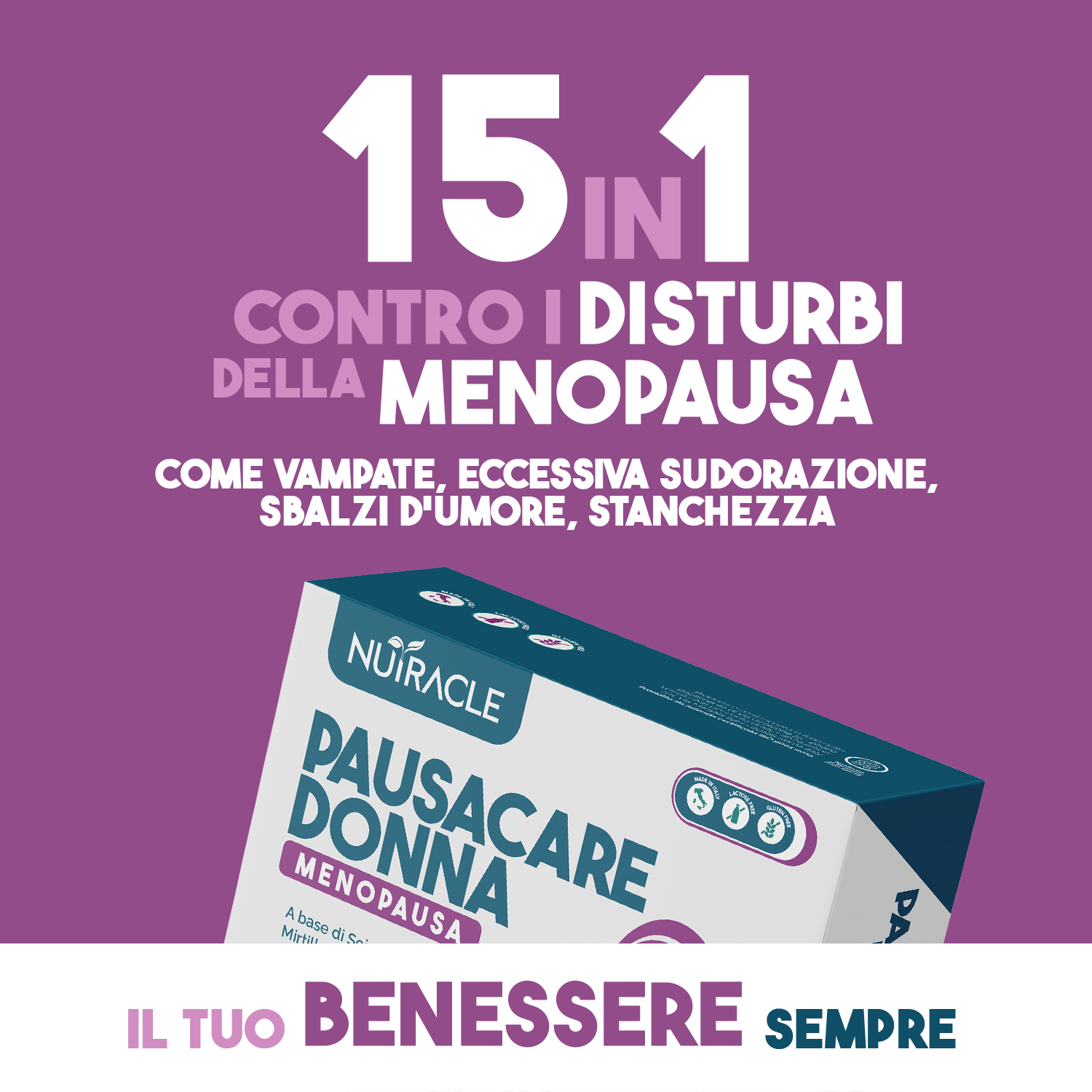 Nutracle PausaCare Donna Menopausa 30 Compresse - Integratore Per Ciclo Mestruale E Menopausa