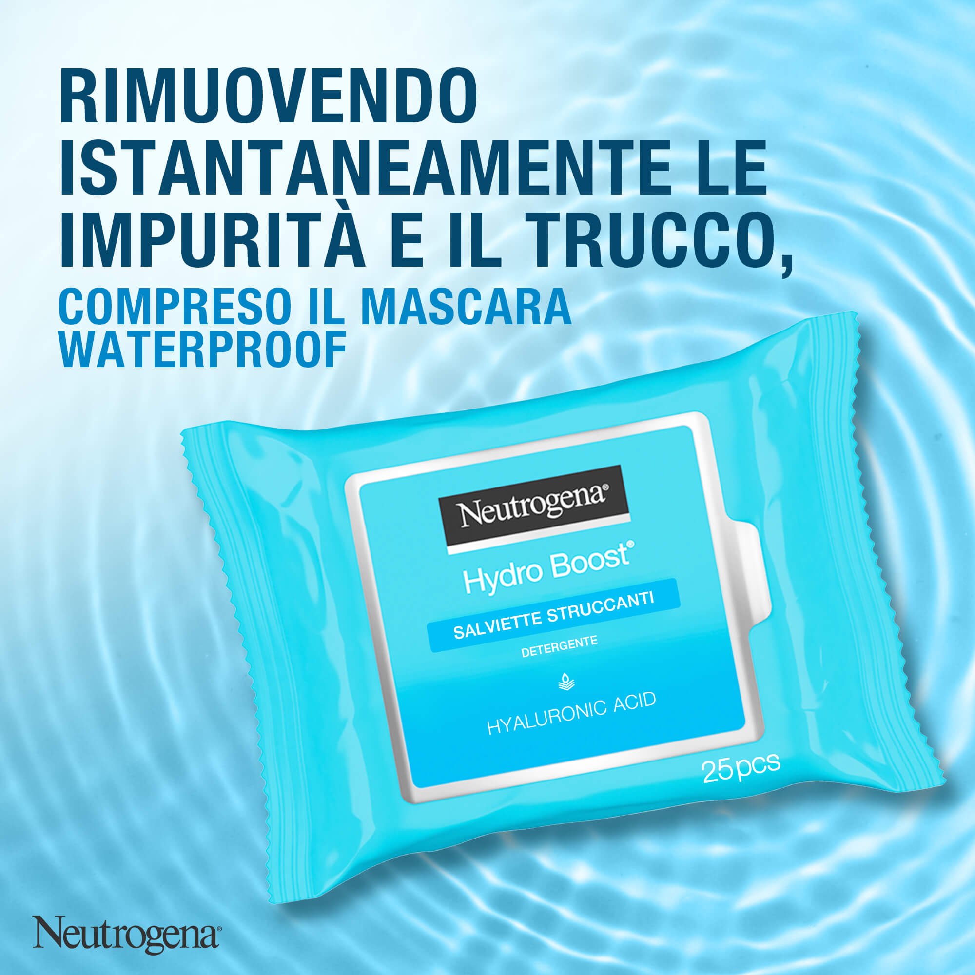 Neutrogena Hydro Boost 25 Salviette Struccanti, Salviettine struccanti per trucco waterproof Neutrogena Hydro Boost 25 Salviette Struccanti, Salviettine struccanti per trucco waterproof