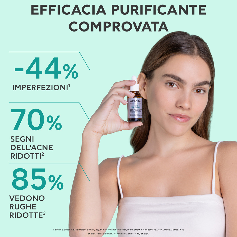 Apivita Just Bee Clear - Siero Perfezionatore, Affinante E Anti-Macchie 30 ml