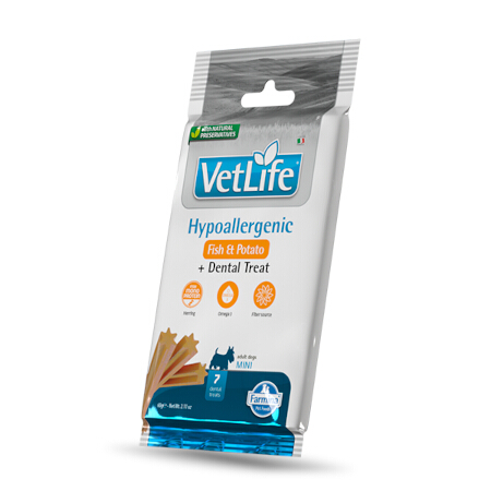 FARMINA VET LIFE CANE SNACK HYPOALLERGENIC MINI ADULT PESCE PATATE 60GR