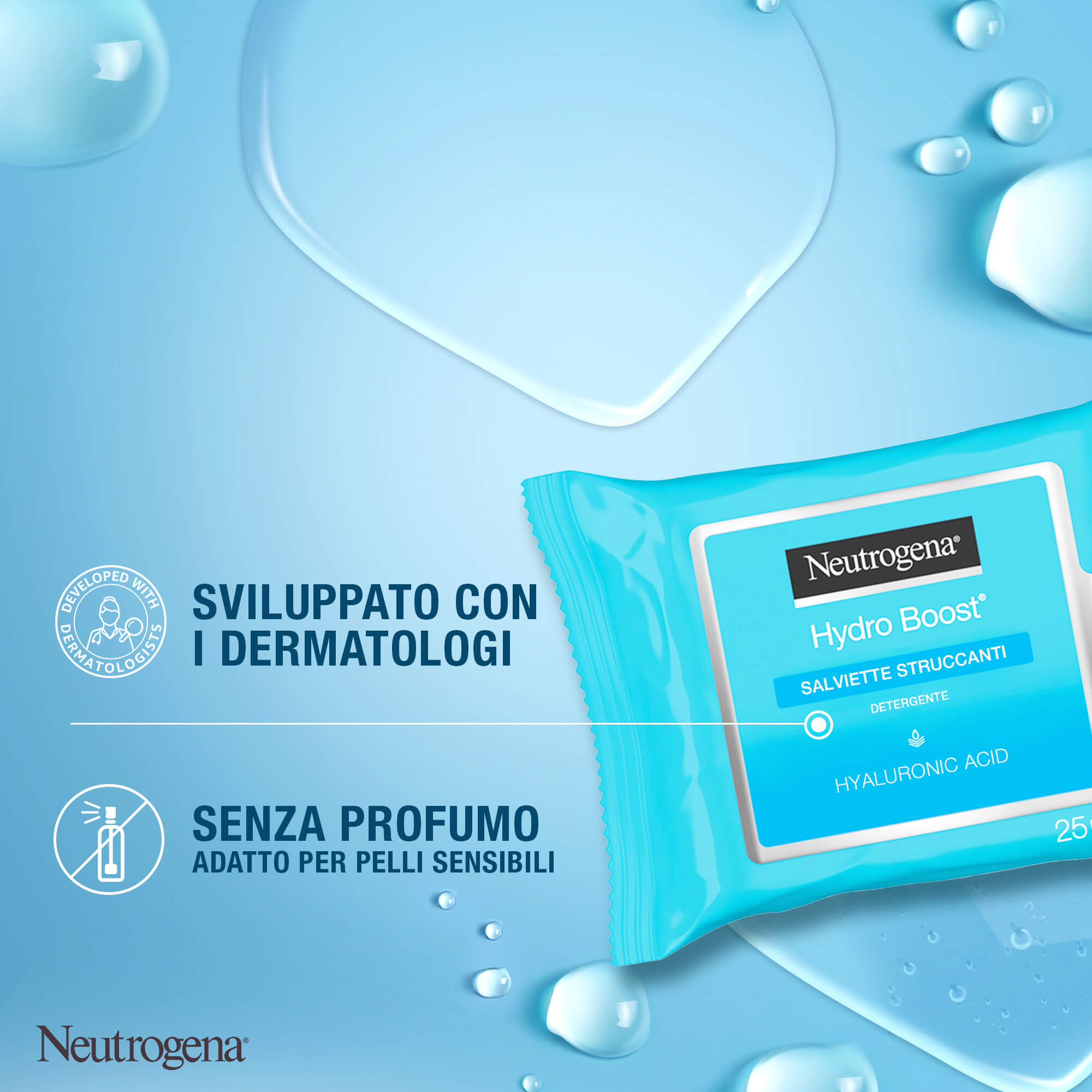 Neutrogena Hydro Boost 25 Salviette Struccanti, Salviettine struccanti per trucco waterproof Neutrogena Hydro Boost 25 Salviette Struccanti, Salviettine struccanti per trucco waterproof