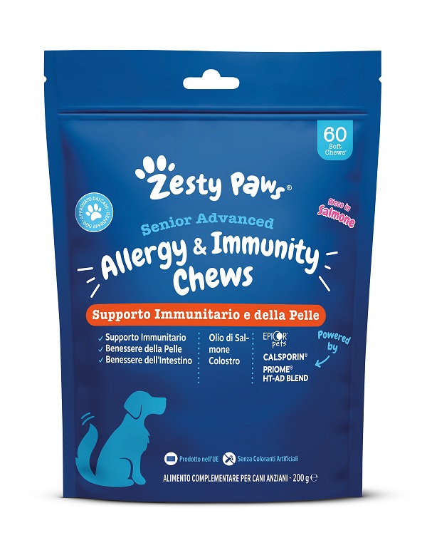 ZESTY PAWS Senior Advanced Allergy & Immunity - Alimento complementare per cani anziani a supporto della salute immunitaria, cutanea ed intestinale - 60CHEWS ZESTY PAWS Senior Advanced Allergy & Immunity - Alimento complementare per cani anziani a supporto della salute immunitaria, cutanea ed intestinale - 60CHEWS