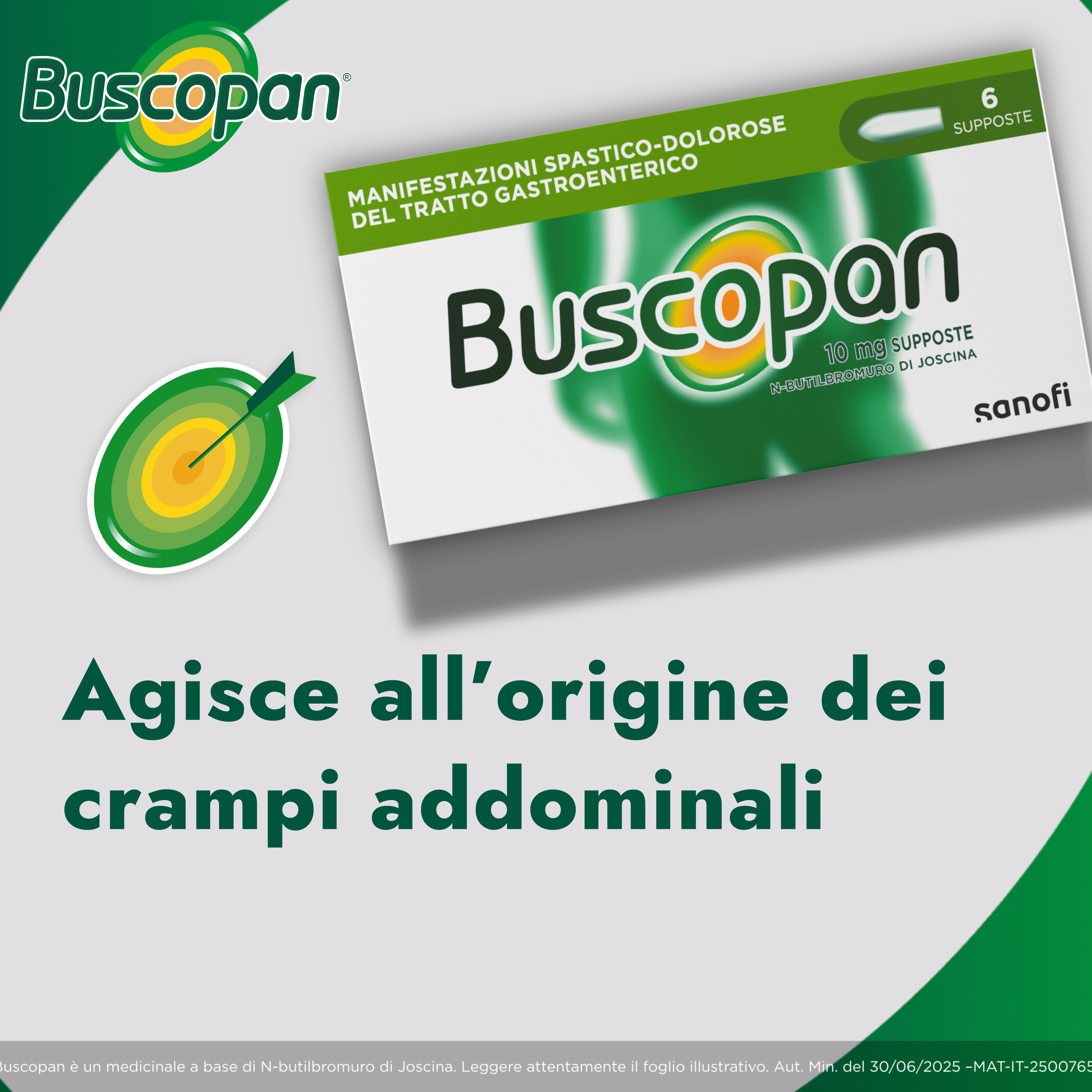 Buscopan 10 mg - 6 Supposte Contro Mal Di Pancia, Dolori E Crampi Addominali