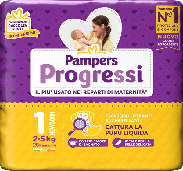PAMPERS Progressi 28 Pannolini Taglia 1-NEWBORN Dai 2 ai 5kg PAMPERS Progressi 28 Pannolini Taglia 1-NEWBORN Dai 2 ai 5kg
