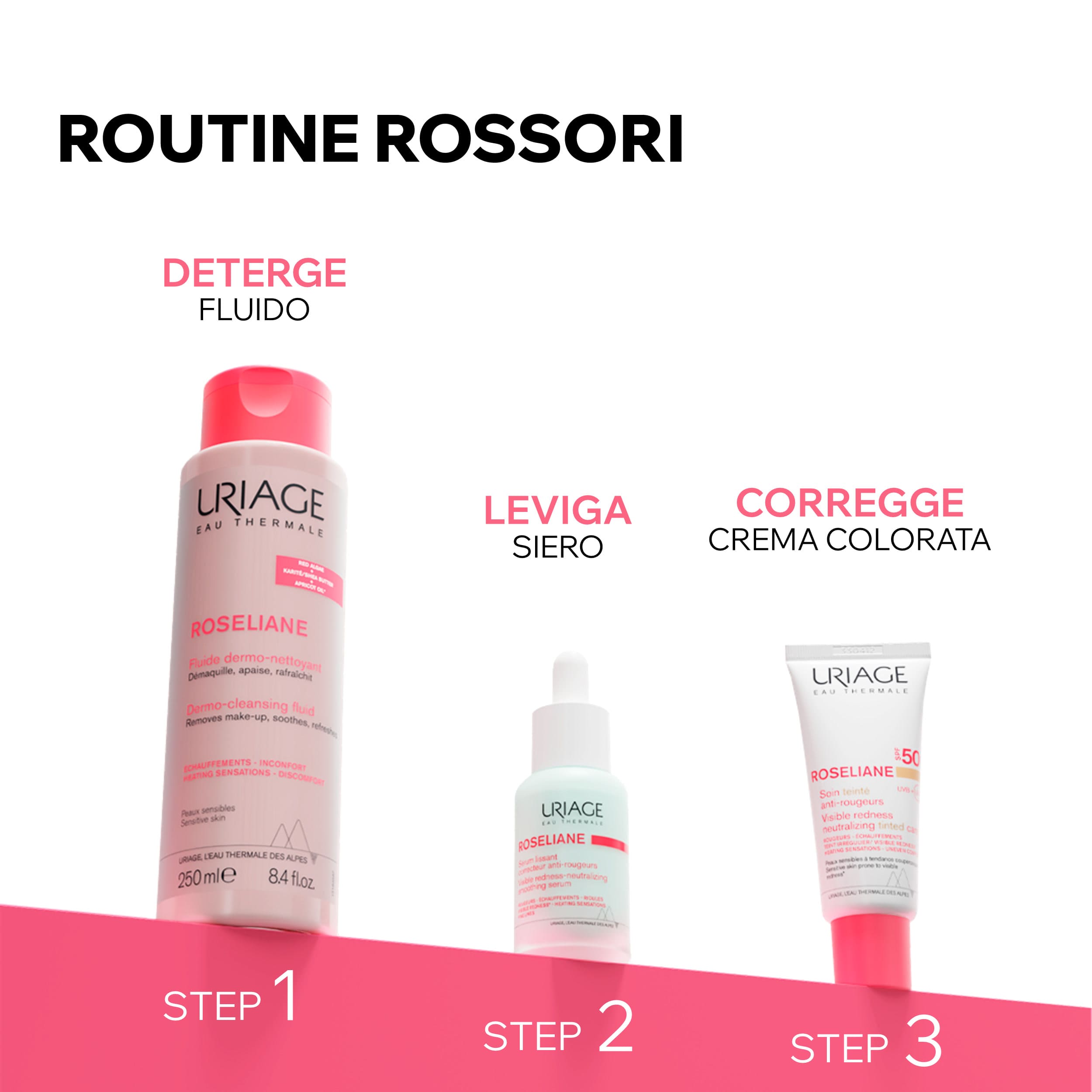 Uriage - Roseliane - Crema Colorata Anti-Rossori SPF50+ Lenitiva Viso 40 ml - Tonalità Chiara