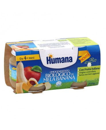 Humana Omogeneizzato Biologico Mela Banana 2x100 g Humana Omogeneizzato Biologico Mela Banana 2x100 g