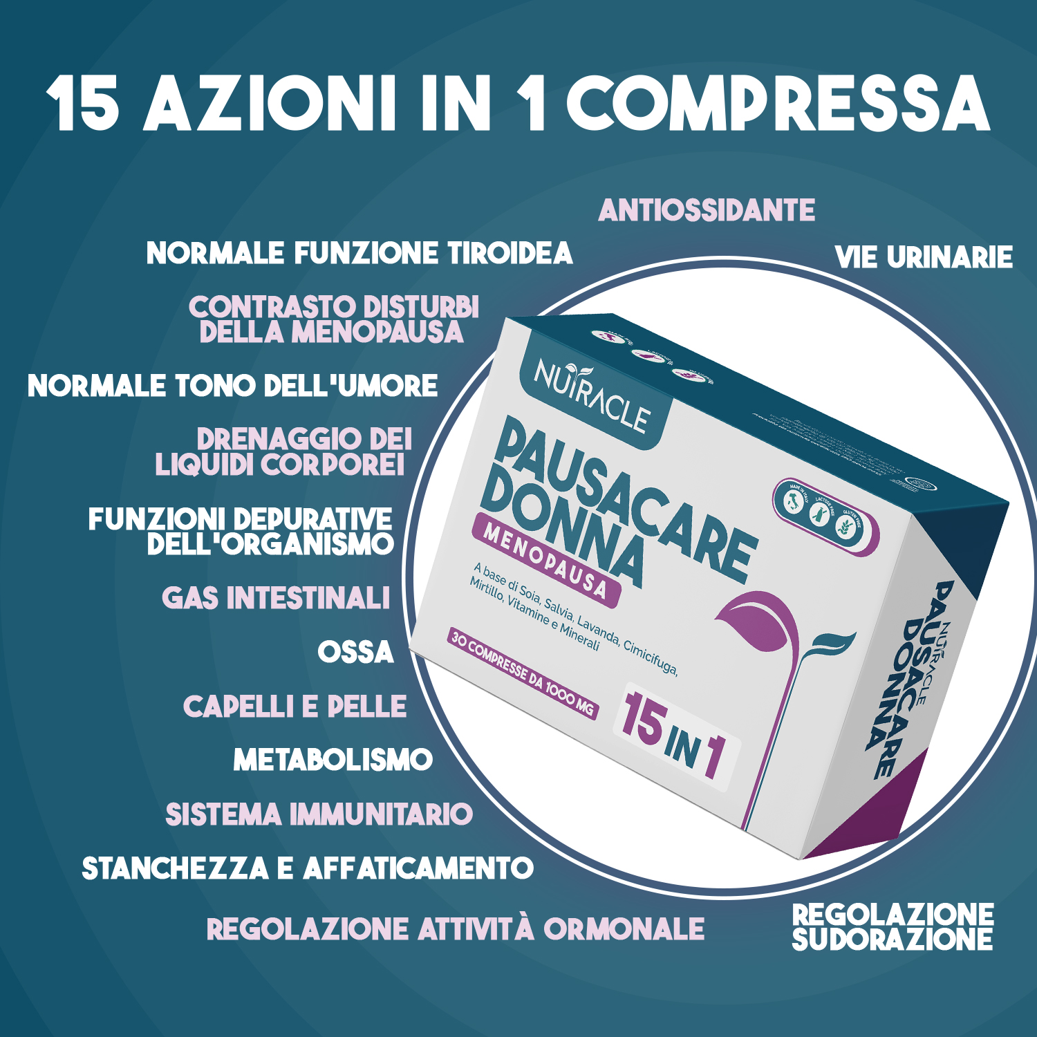 Nutracle PausaCare Donna Menopausa 30 Compresse - Integratore Per Ciclo Mestruale E Menopausa