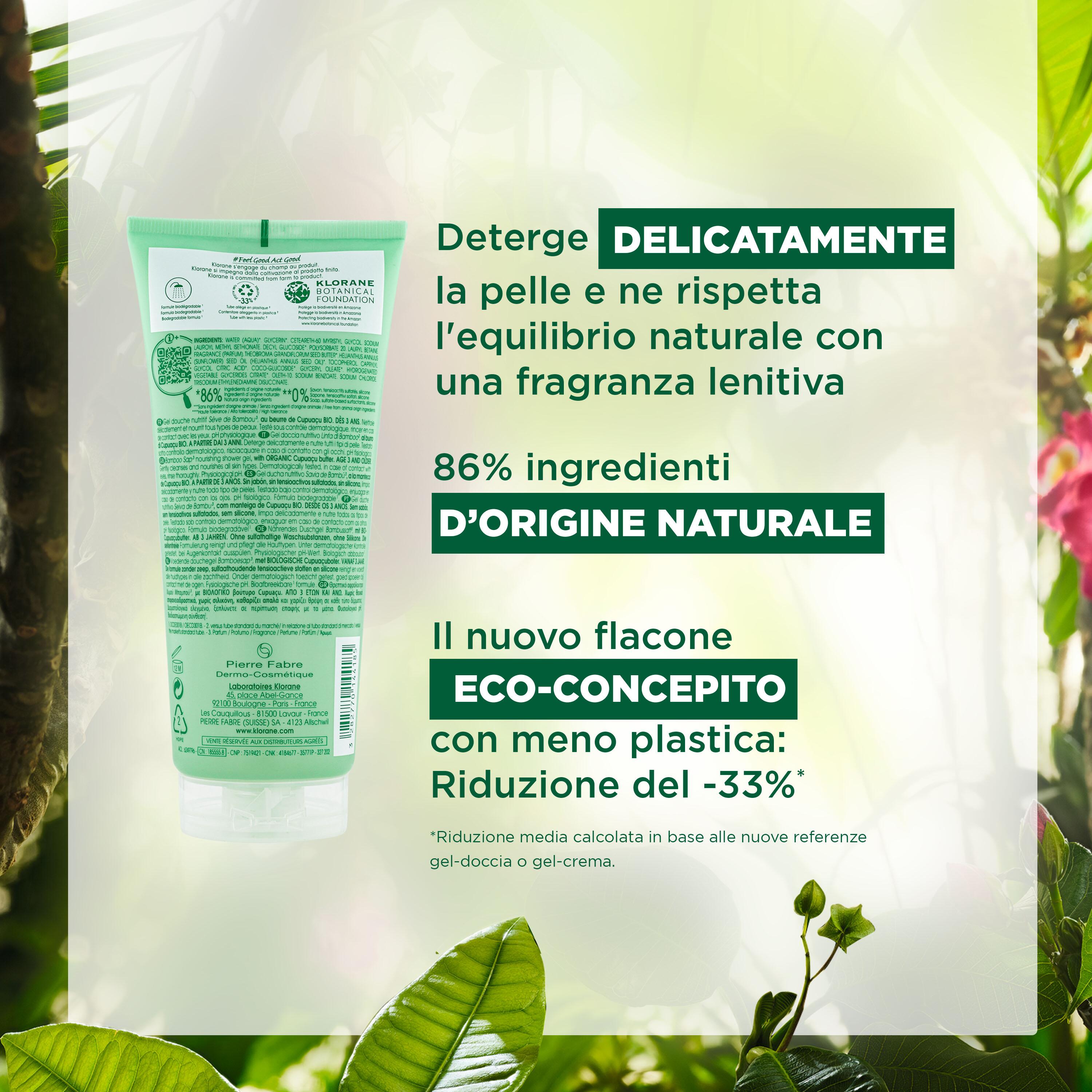 Klorane - Gel Doccia Nutritivo Al Profumo Linfa Di Bambù Per Tutti I Tipi Di Pelle 200 ml