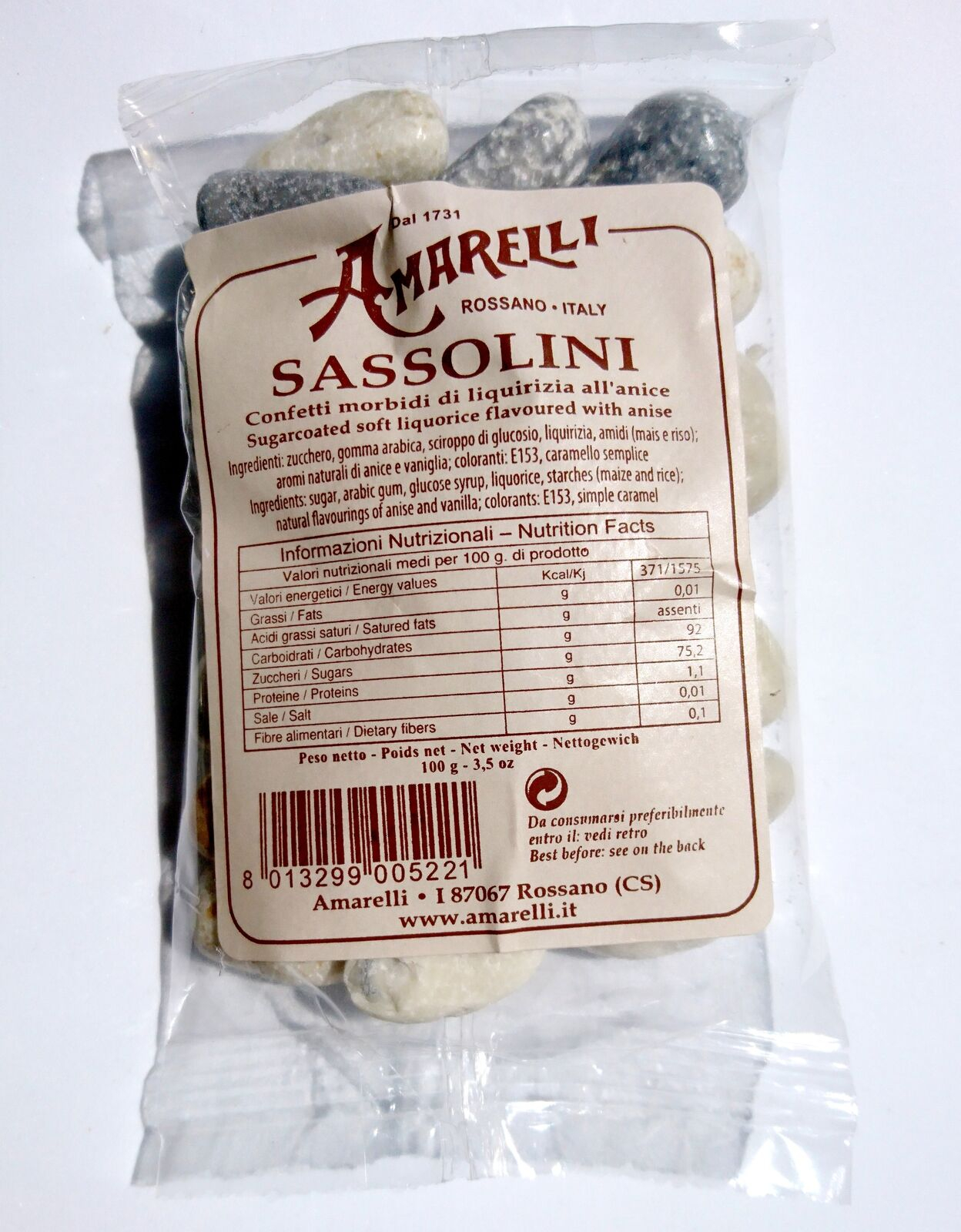 LIQUIRIZIA SASSOLINI SACCH 100
