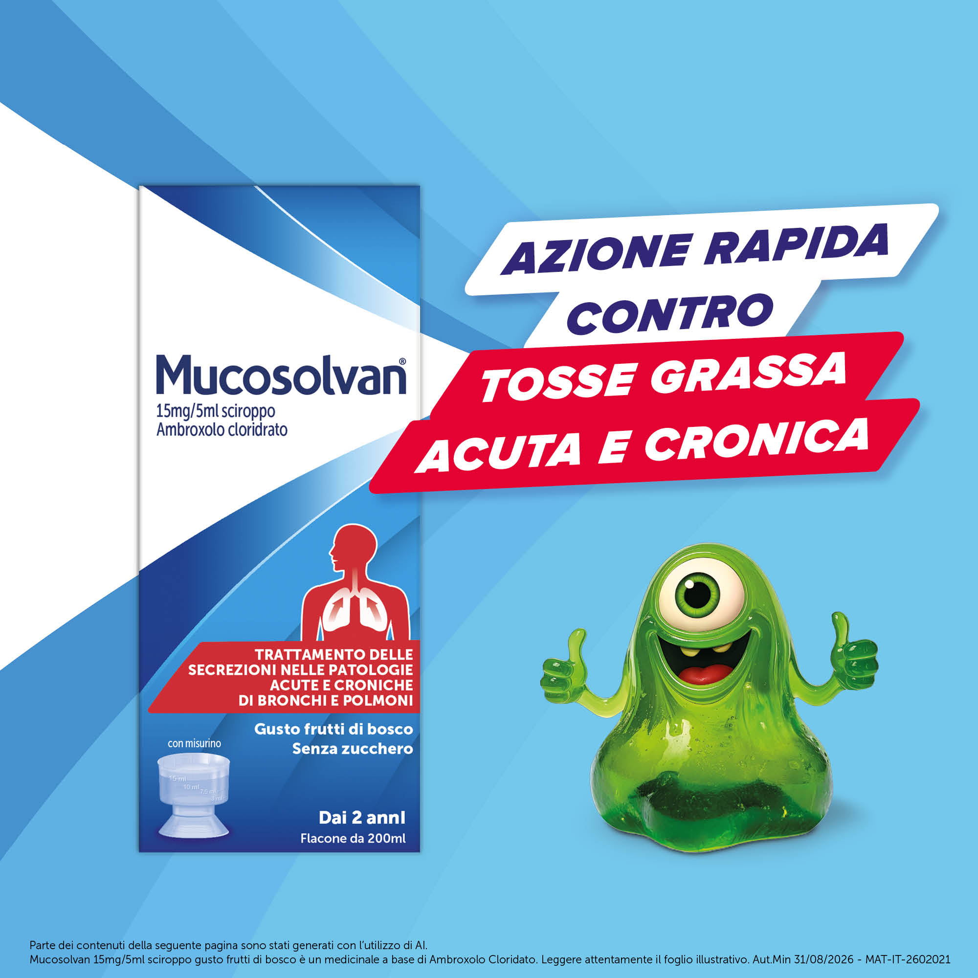 Mucosolvan 15mg/5ml Gusto Frutti Di Bosco - Sciroppo Per Il Trattamento Delle Secrezioni Nelle Patologie Acute E Croniche Di Bronchi E Polmoni 200 ml