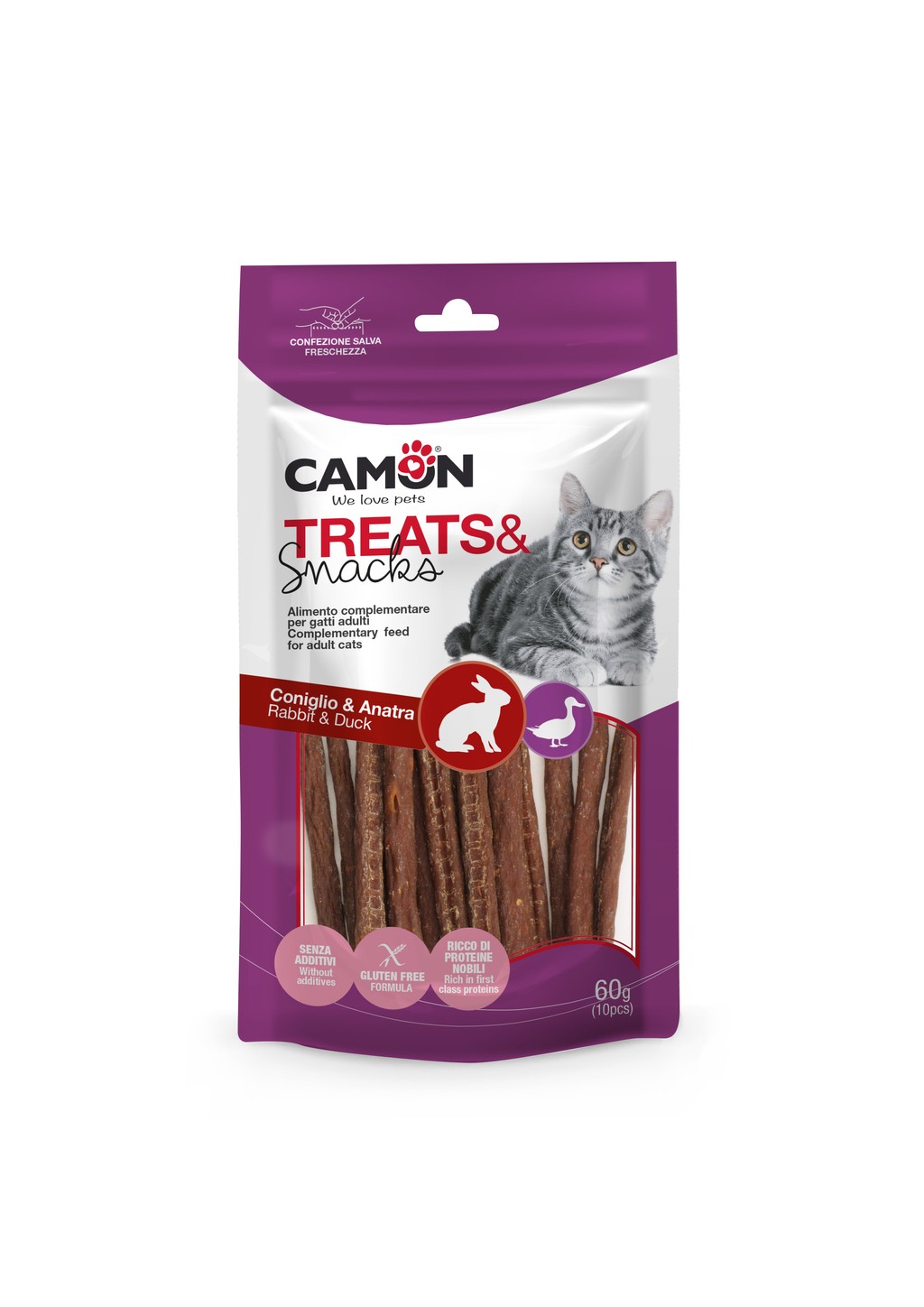 CAMON GATTO STICK DI CONIGLIO E ANATRA 60G