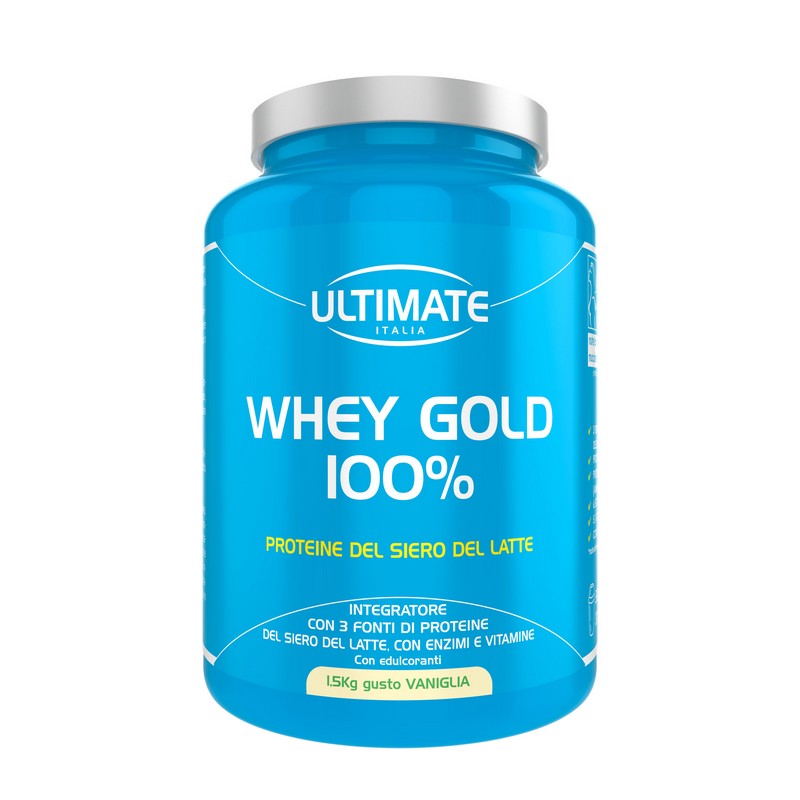 Ultimate Italia Whey Gold 100% Gusto Vaniglia - Proteine Del Siero Del Latte In Polvere 1,5 Kg