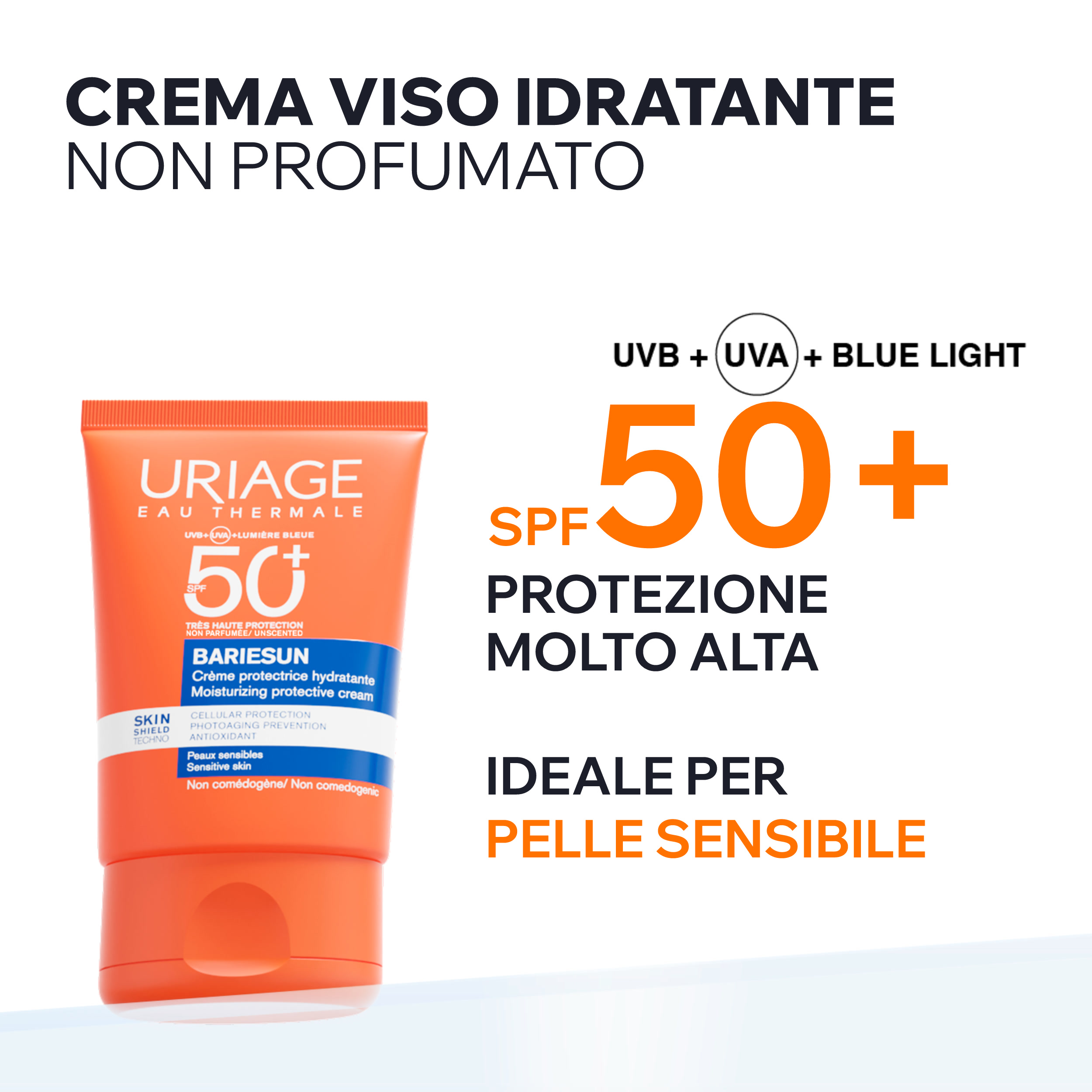 Uriage - Bariésun Crema Solare Protettrice Idratante SPF50+ Senza Profumo Viso 50 ml